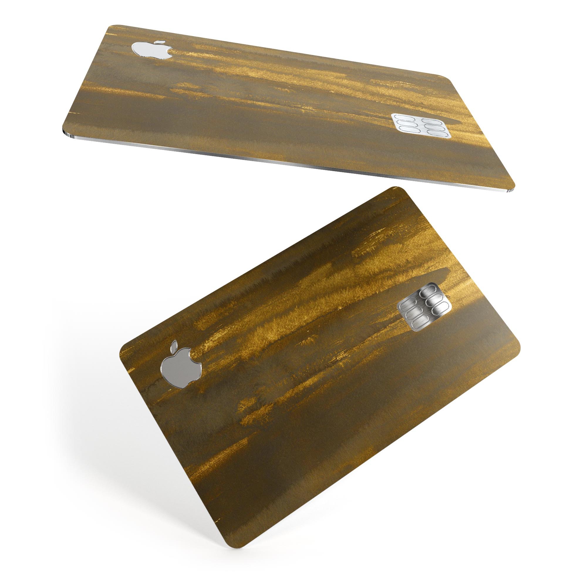 Grunge Gold and Brown Stripes decal skin for Apple Card, showcasing premium vinyl design and bubble-free installation.