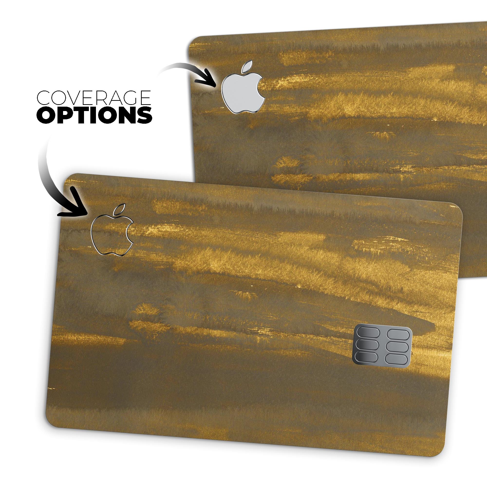 Grunge Gold and Brown Stripes decal skin for Apple Card, showcasing premium vinyl design and bubble-free installation.