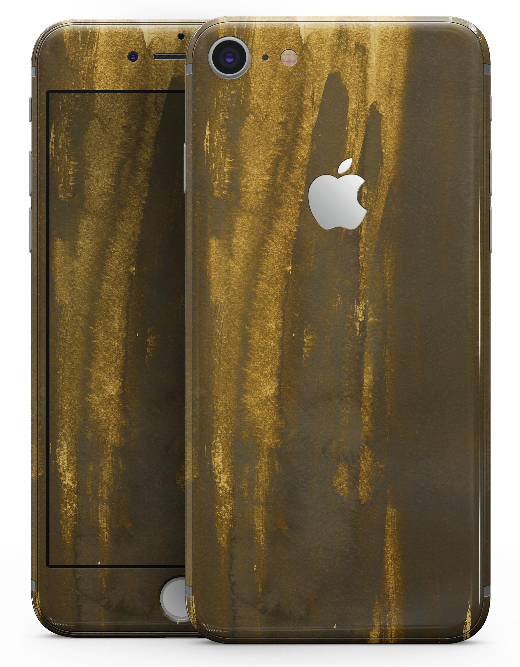 Grunge Gold and Brown Stripes Skin-Kit for iPhone 8 and 8 Plus, showcasing stylish design and premium vinyl material.