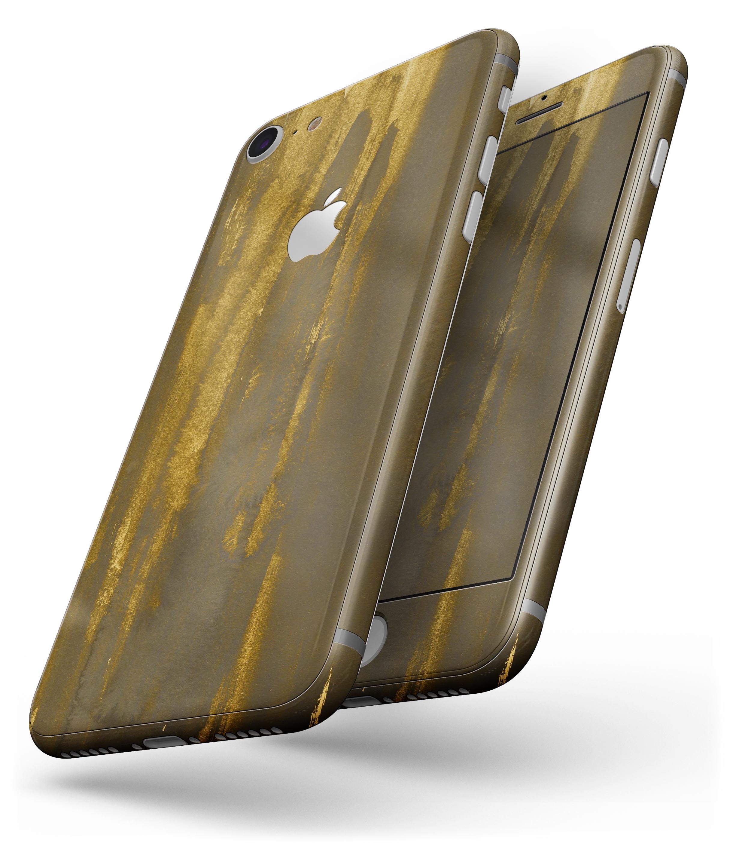 Grunge Gold and Brown Stripes Skin-Kit for iPhone 8 and 8 Plus, showcasing stylish design and premium vinyl material.