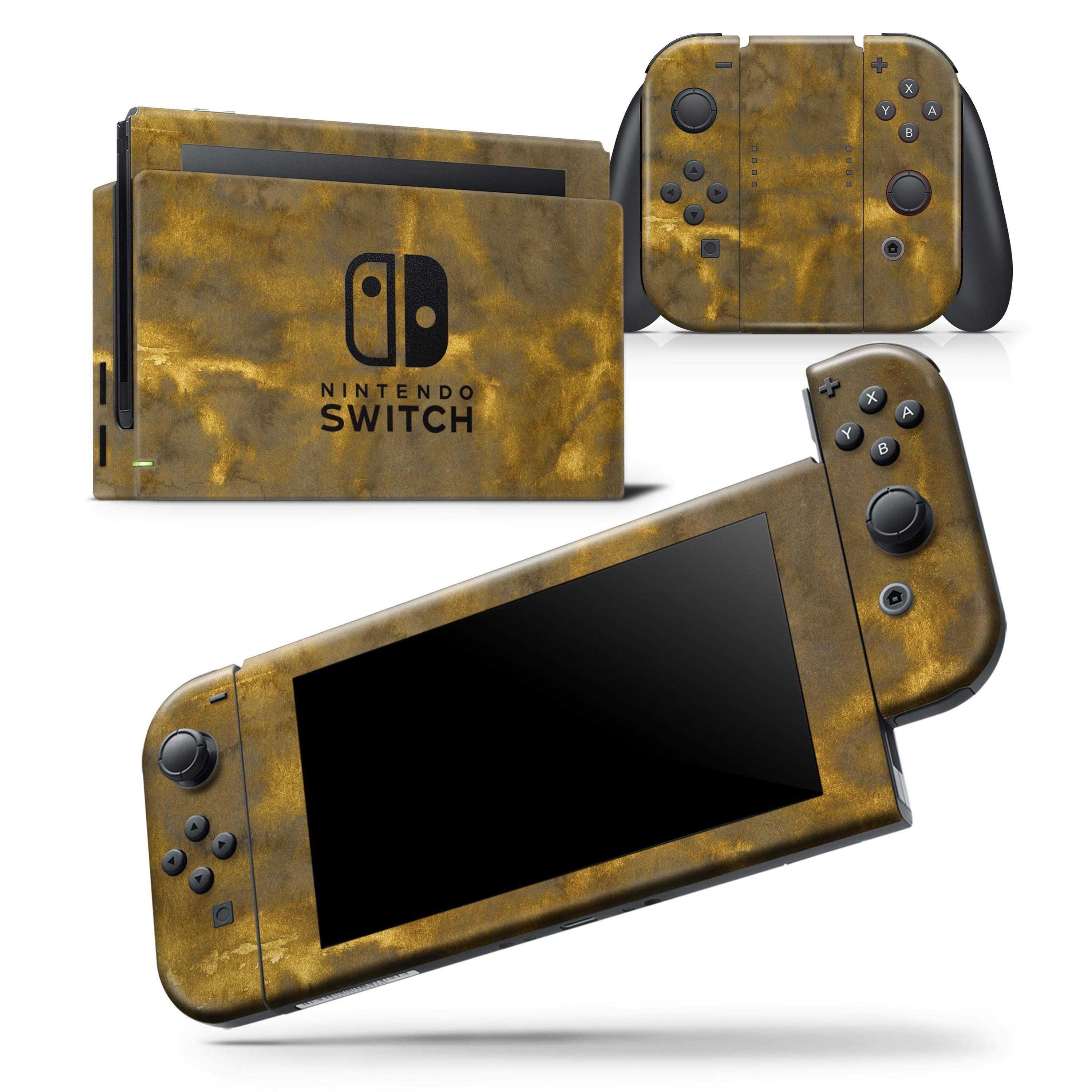 Grunge Golden Caverns skin wrap decal for Nintendo Switch Lite, showcasing a unique design with vibrant colors and a smooth finish.