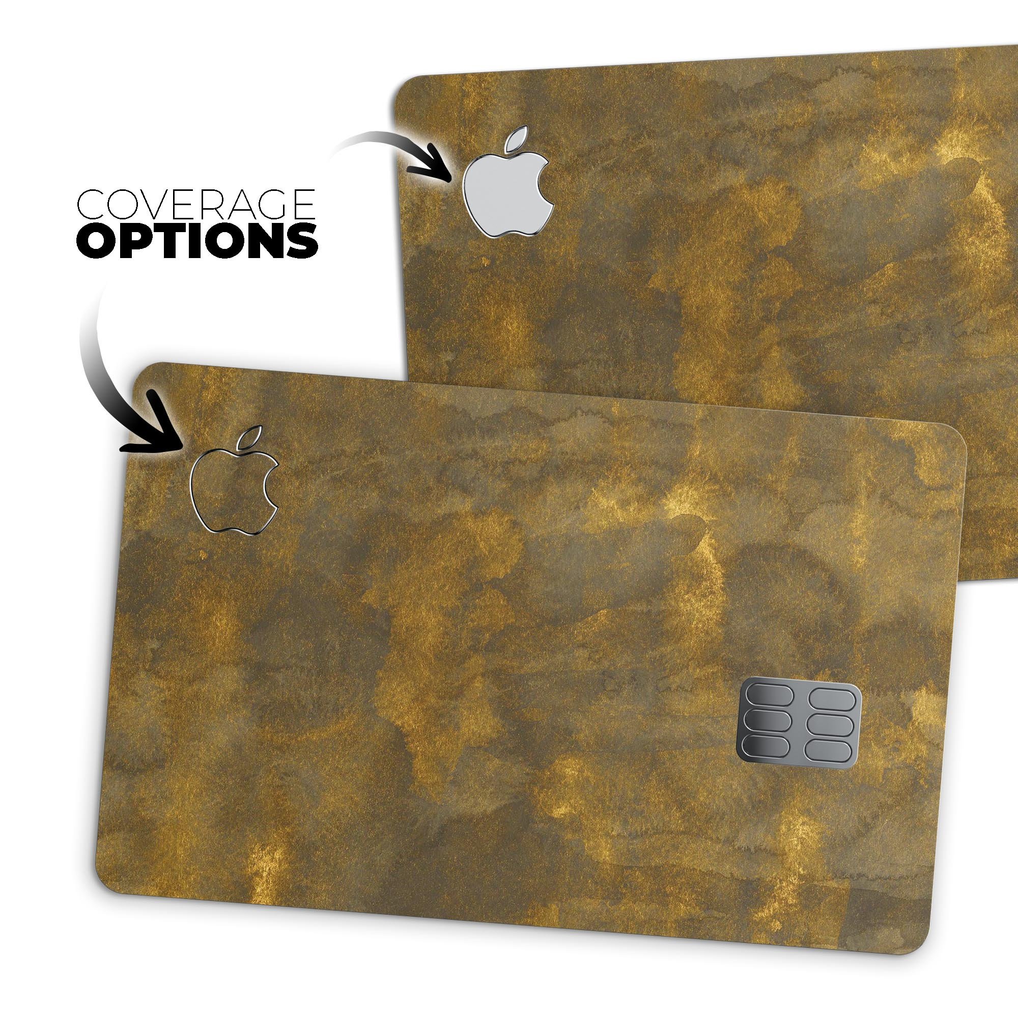 Grunge Golden Watercolor V1 decal skin for Apple Card, showcasing a stylish design with a golden watercolor effect.