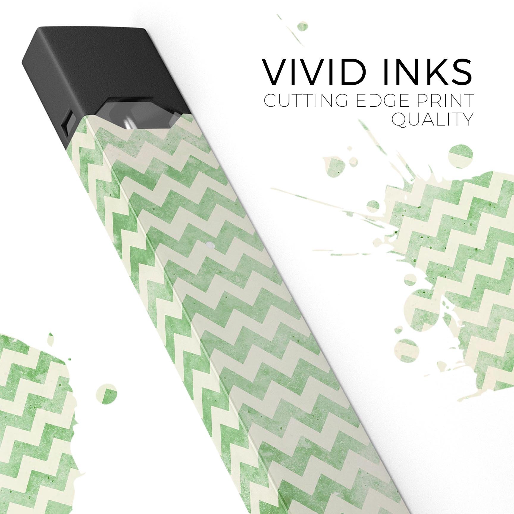 Grunge Green Horizontal Chevron Pattern decal for JUUL vaping device, showcasing a stylish design with protective features.