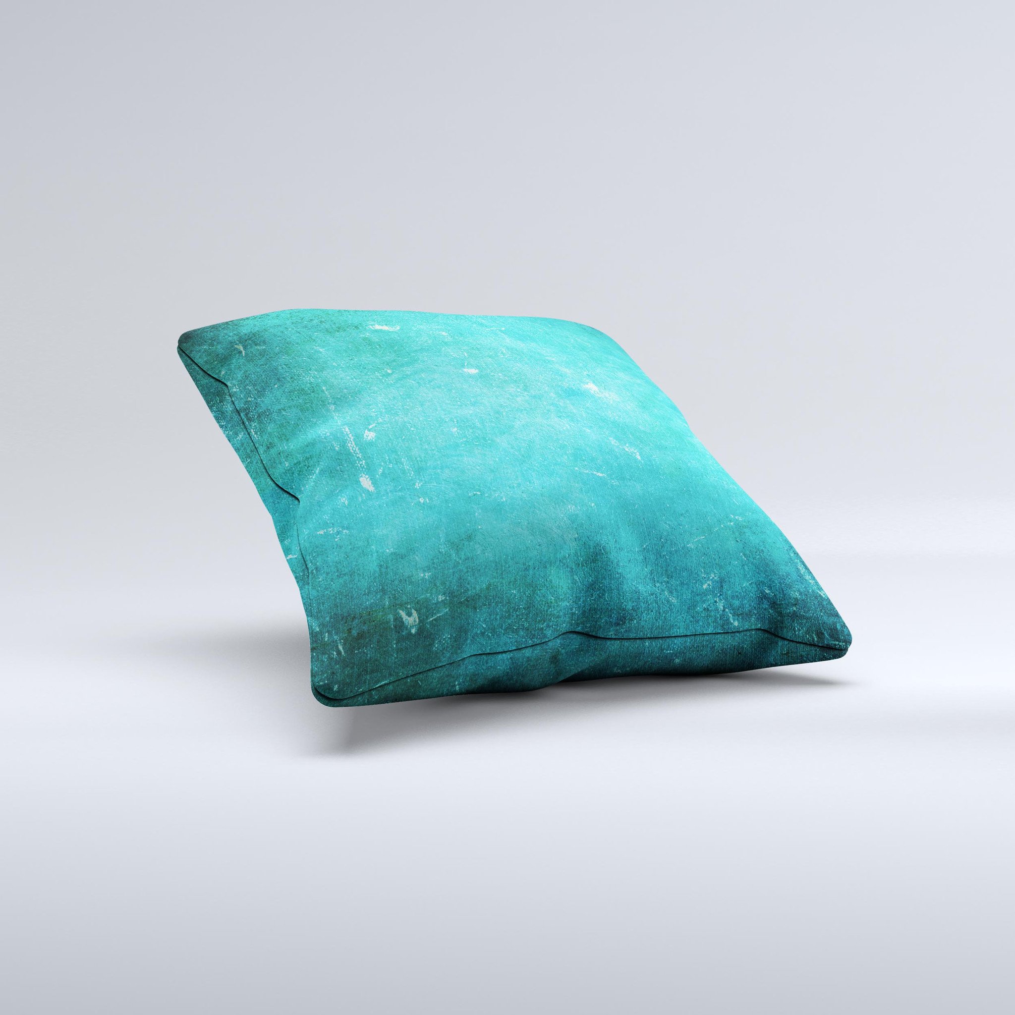 Grunge green textured decorative throw pillow with unique ink-fuzed design, handcrafted in Virginia, showcasing a luxurious high thread count fabric.