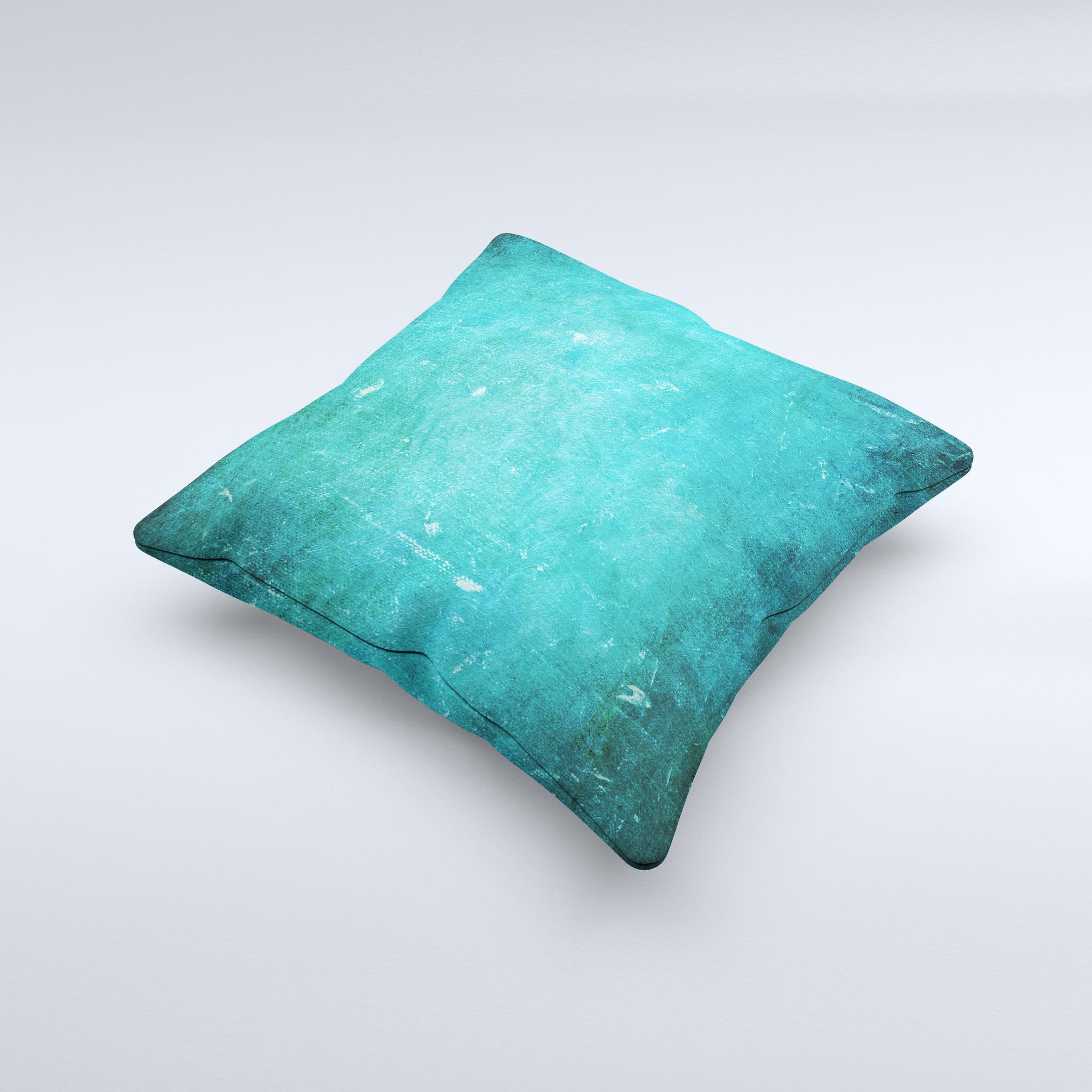 Grunge green textured decorative throw pillow with unique ink-fuzed design, handcrafted in Virginia, showcasing a luxurious high thread count fabric.