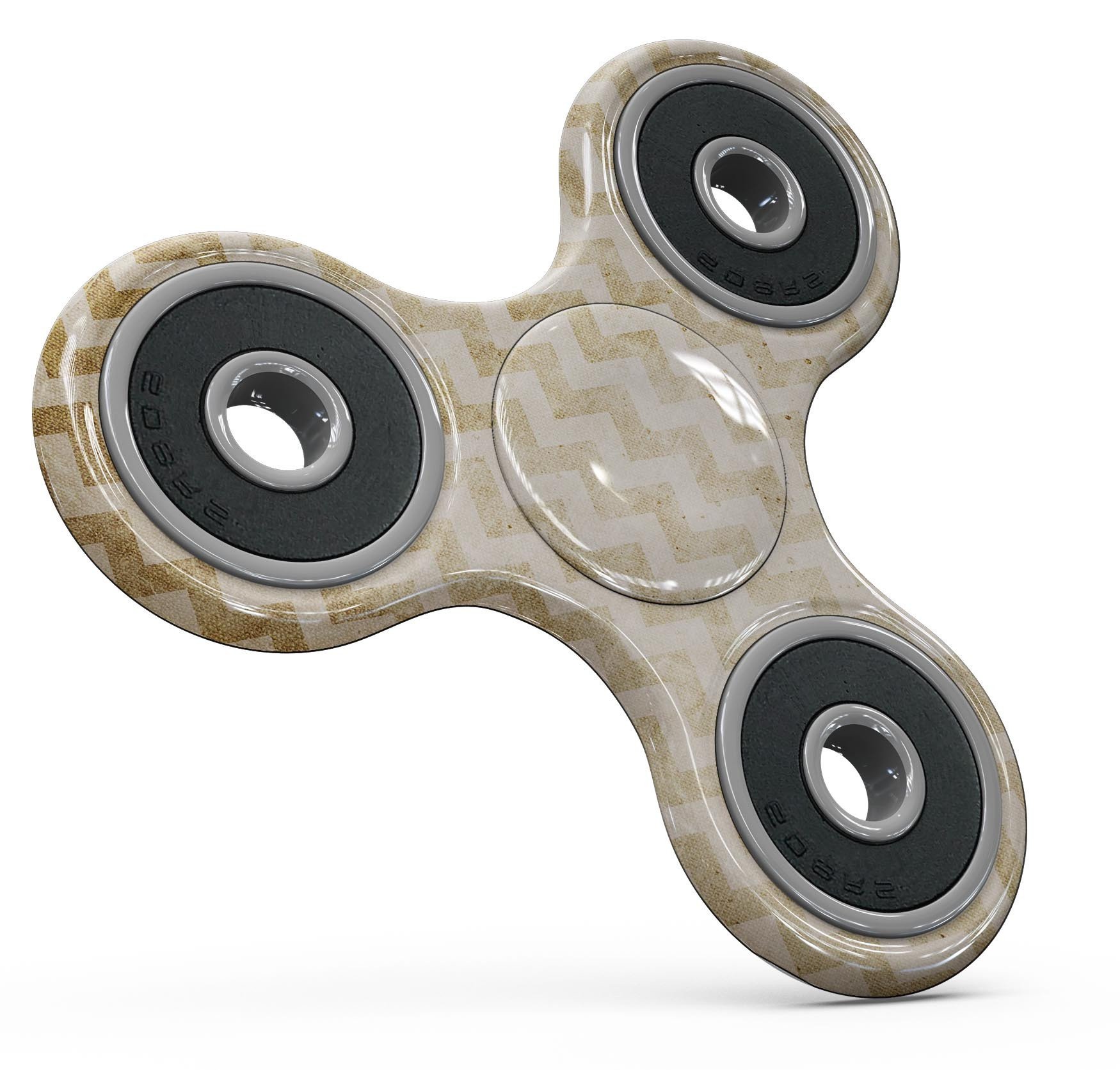 Grunge Mustard Yellow Chevron Full-Body Skin-Kit for fidget spinners, showcasing vibrant yellow and chevron pattern.