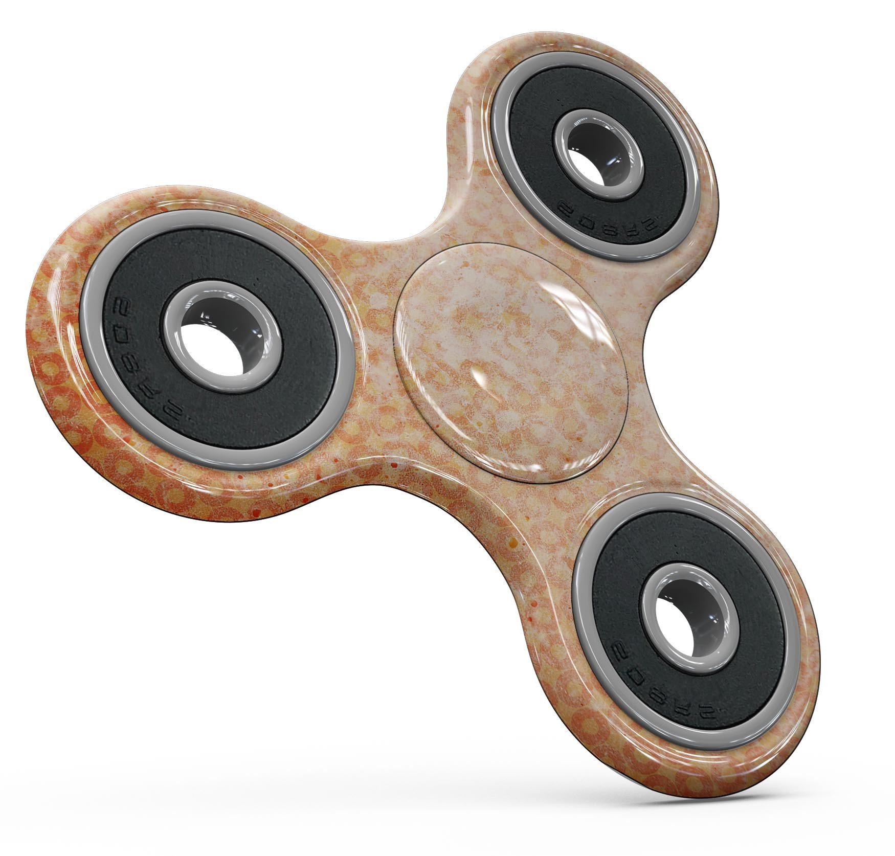 Grunge orange micro shape pattern skin kit for fidget spinner, showcasing vibrant design and premium vinyl material.