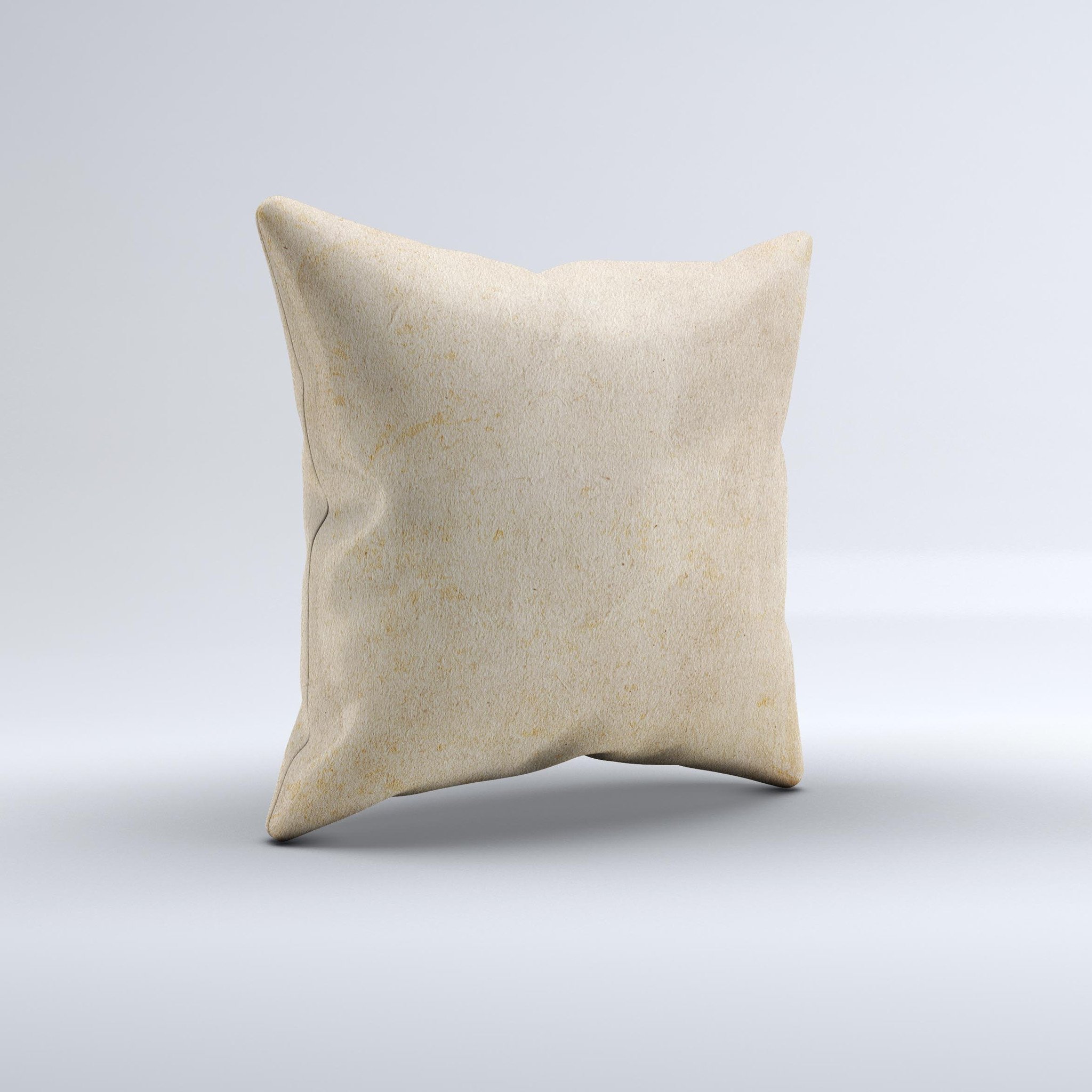 Grunge Tan Surface Ink-Fuzed Decorative Throw Pillow showcasing a unique handcrafted design with high thread count fabric.