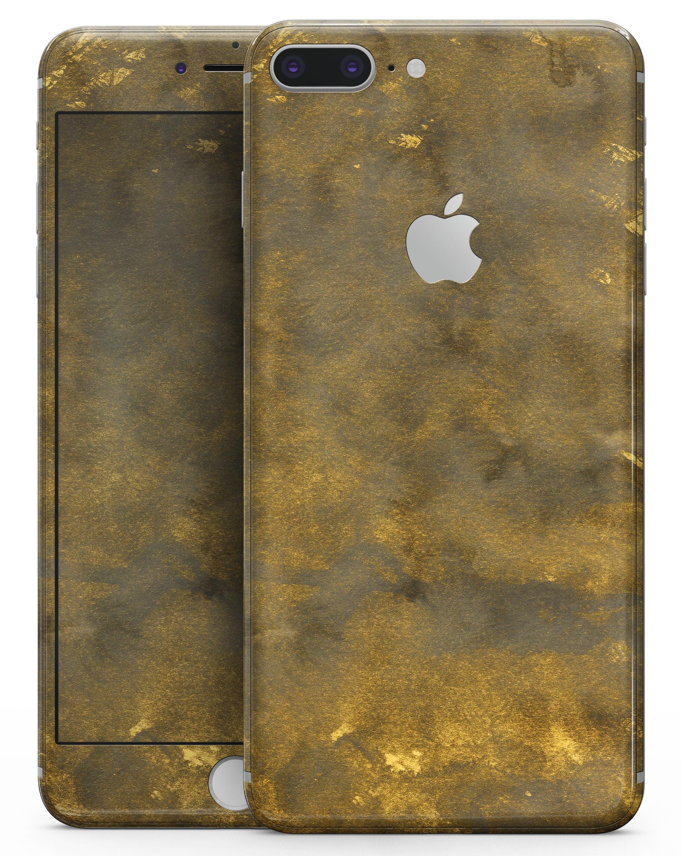 Grunge Watercolor Skin-Kit for iPhone 8 and 8 Plus featuring golden specks, showcasing a stylish design.