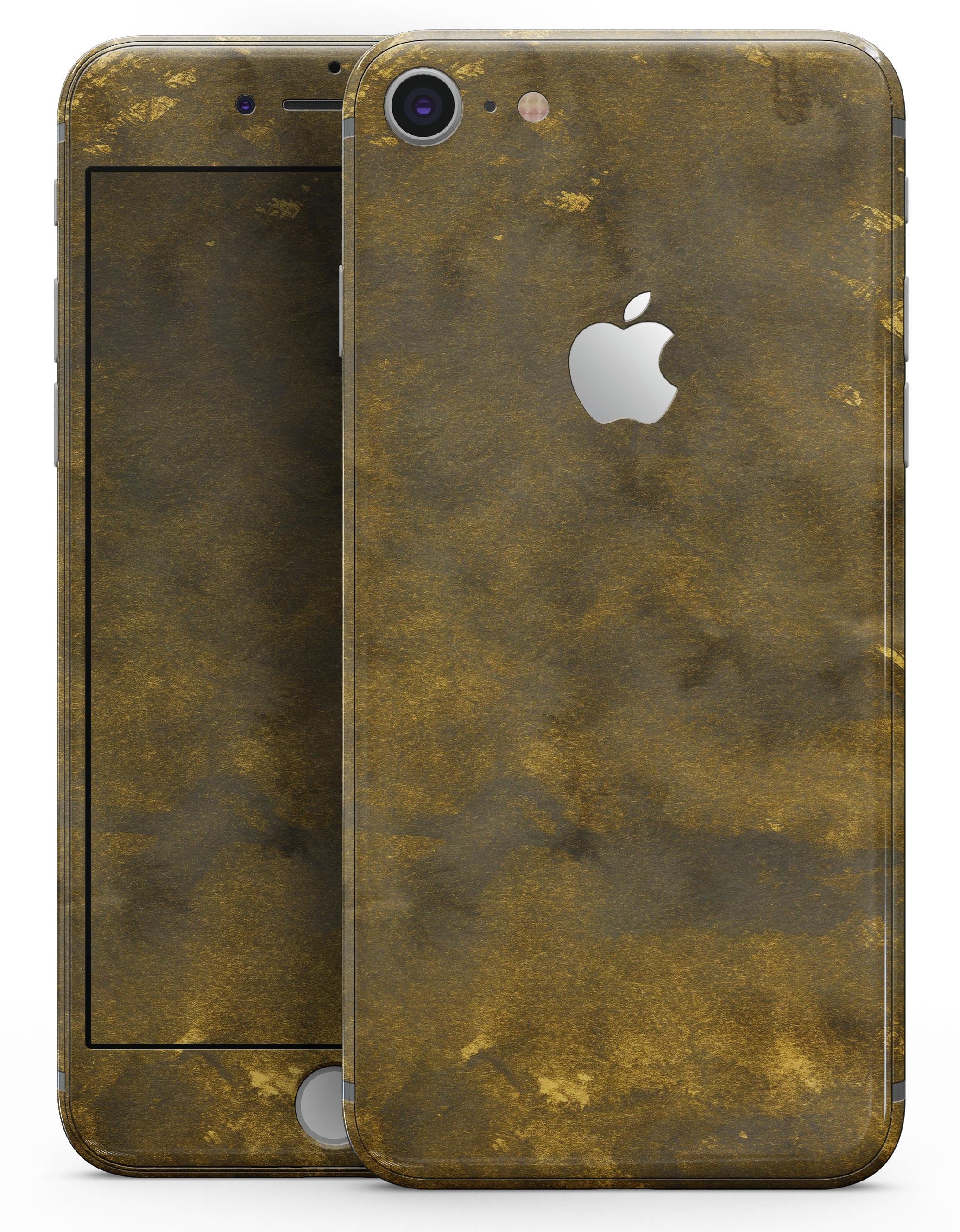 Grunge Watercolor Skin-Kit for iPhone 8 and 8 Plus featuring golden specks, showcasing a stylish design.