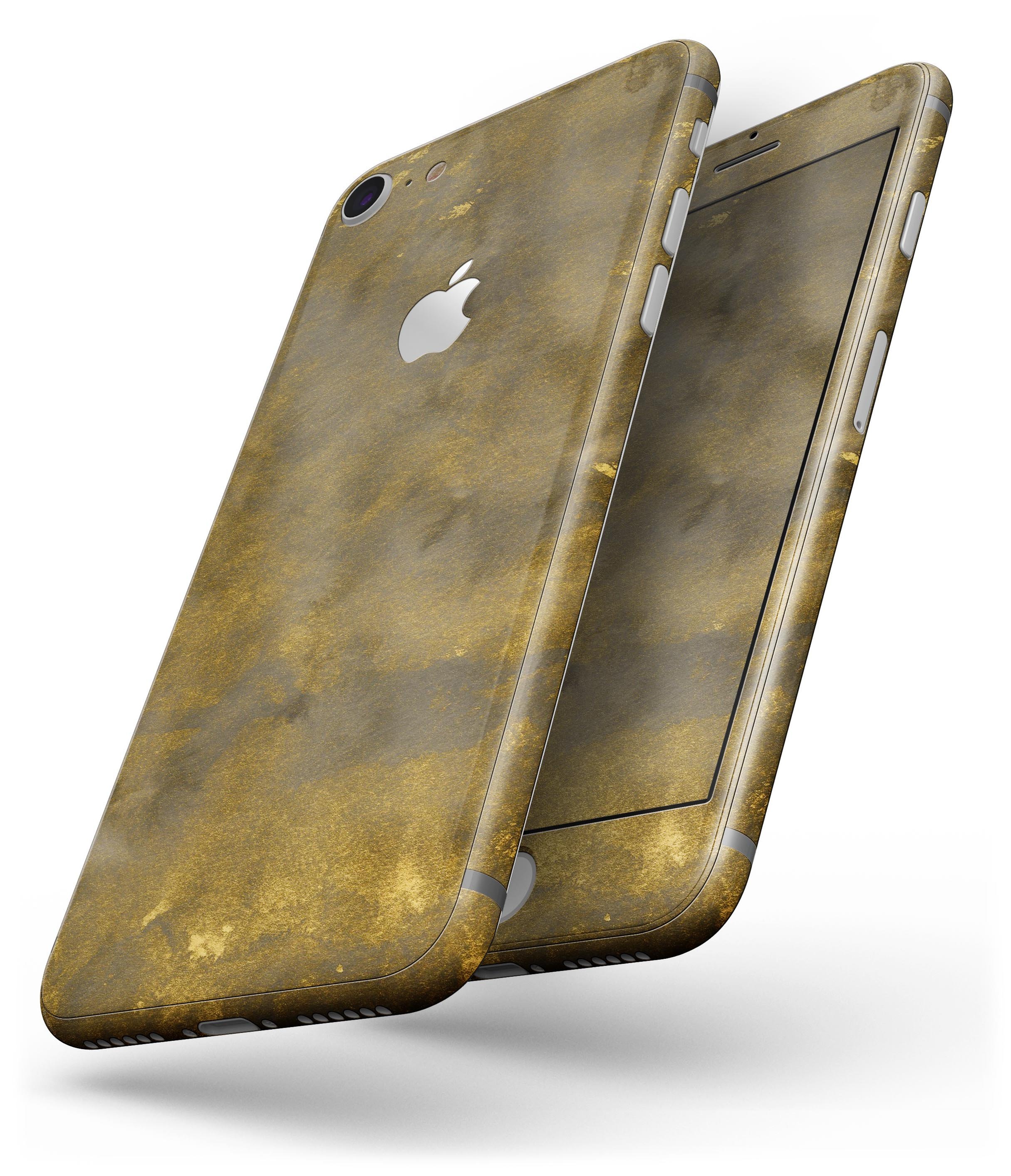 Grunge Watercolor Skin-Kit for iPhone 8 and 8 Plus featuring golden specks, showcasing a stylish design.