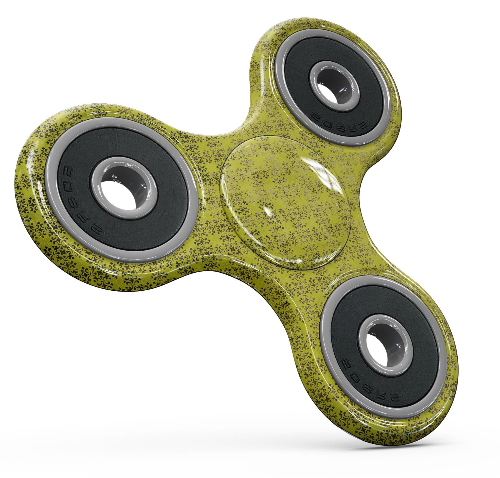 Grunge Yellow Overlapping Circles Full-Body Fidget Spinner Skin-Kit showcasing vibrant yellow and black design.