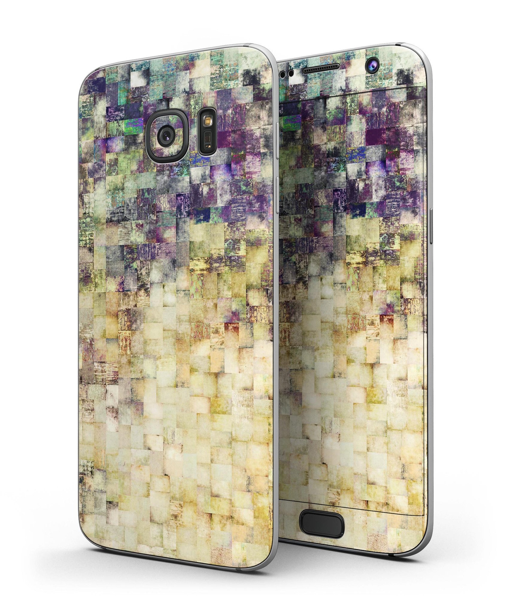 Grungy Abstract Purple Mosaic skin for Samsung Galaxy S7/S7 Edge, showcasing vibrant colors and unique design.