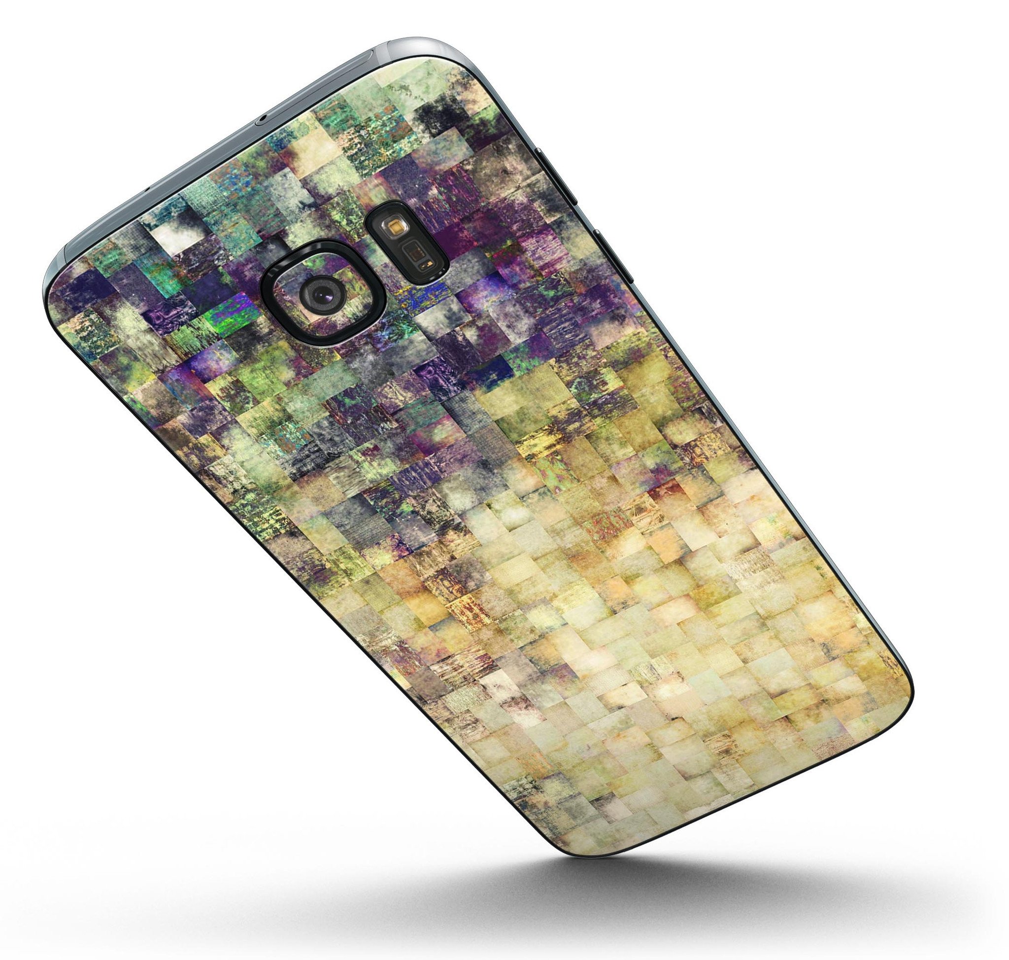 Grungy Abstract Purple Mosaic skin for Samsung Galaxy S7/S7 Edge, showcasing vibrant colors and unique design.