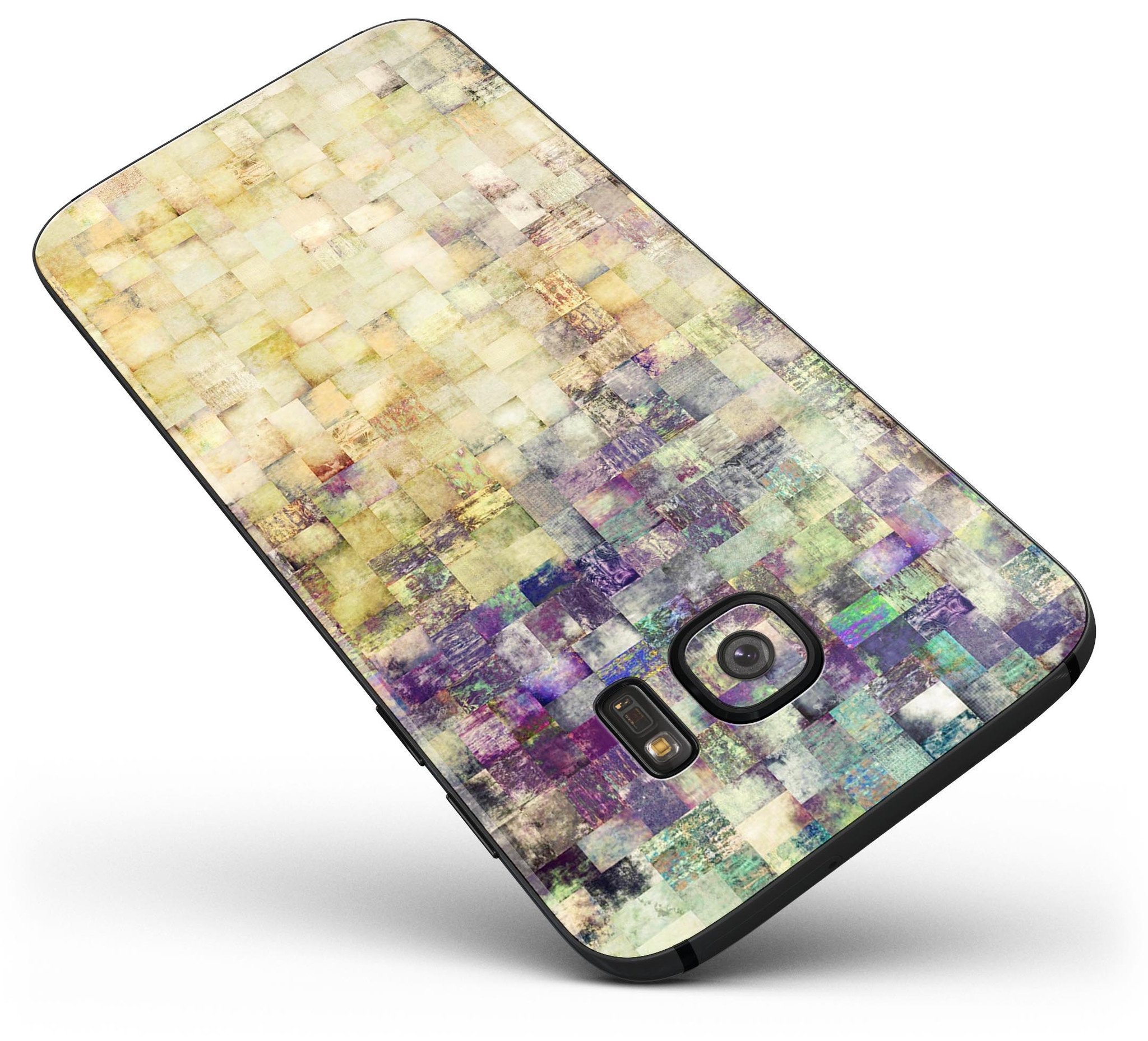 Grungy Abstract Purple Mosaic skin for Samsung Galaxy S7/S7 Edge, showcasing vibrant colors and unique design.