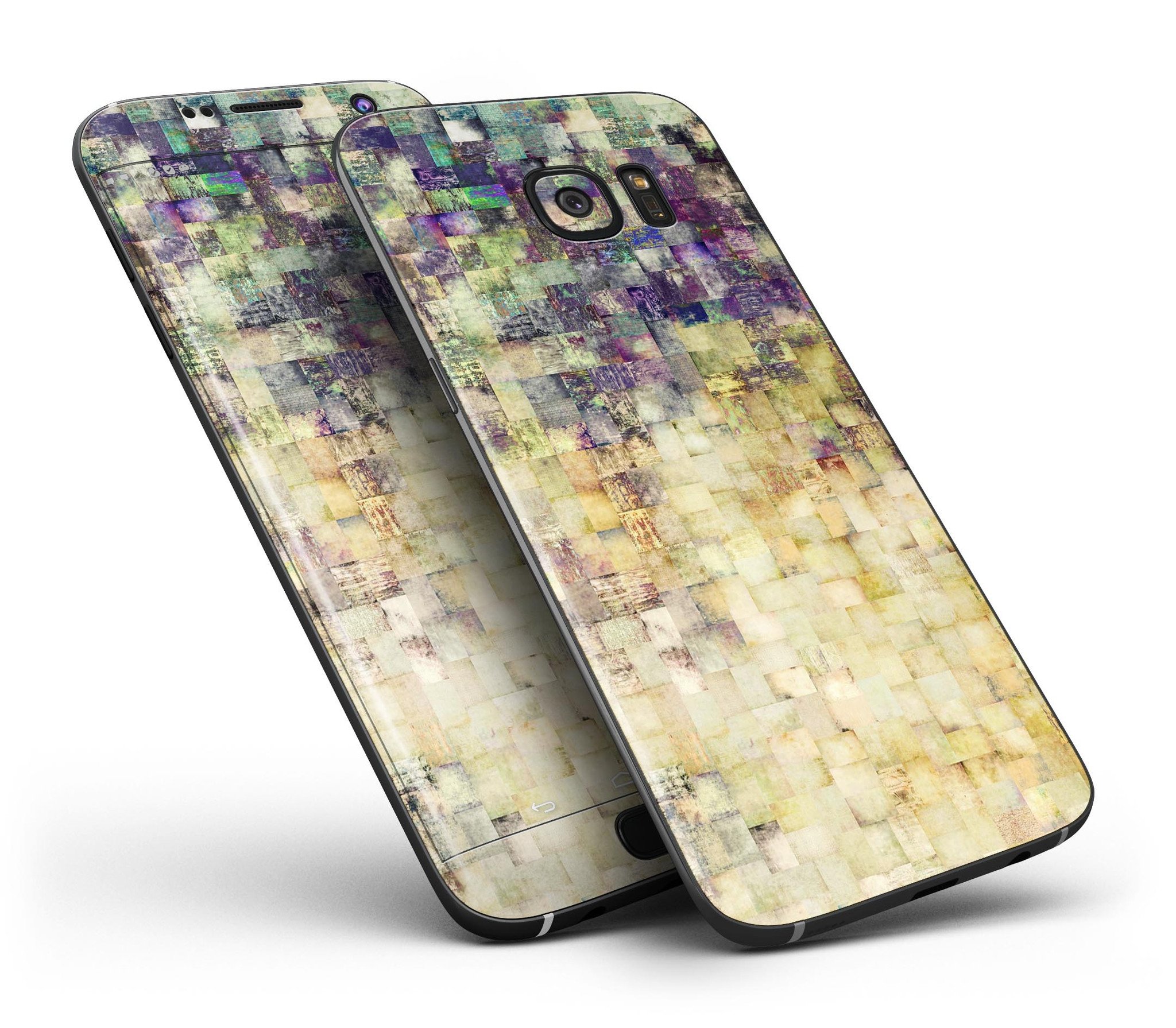 Grungy Abstract Purple Mosaic skin for Samsung Galaxy S7/S7 Edge, showcasing vibrant colors and unique design.