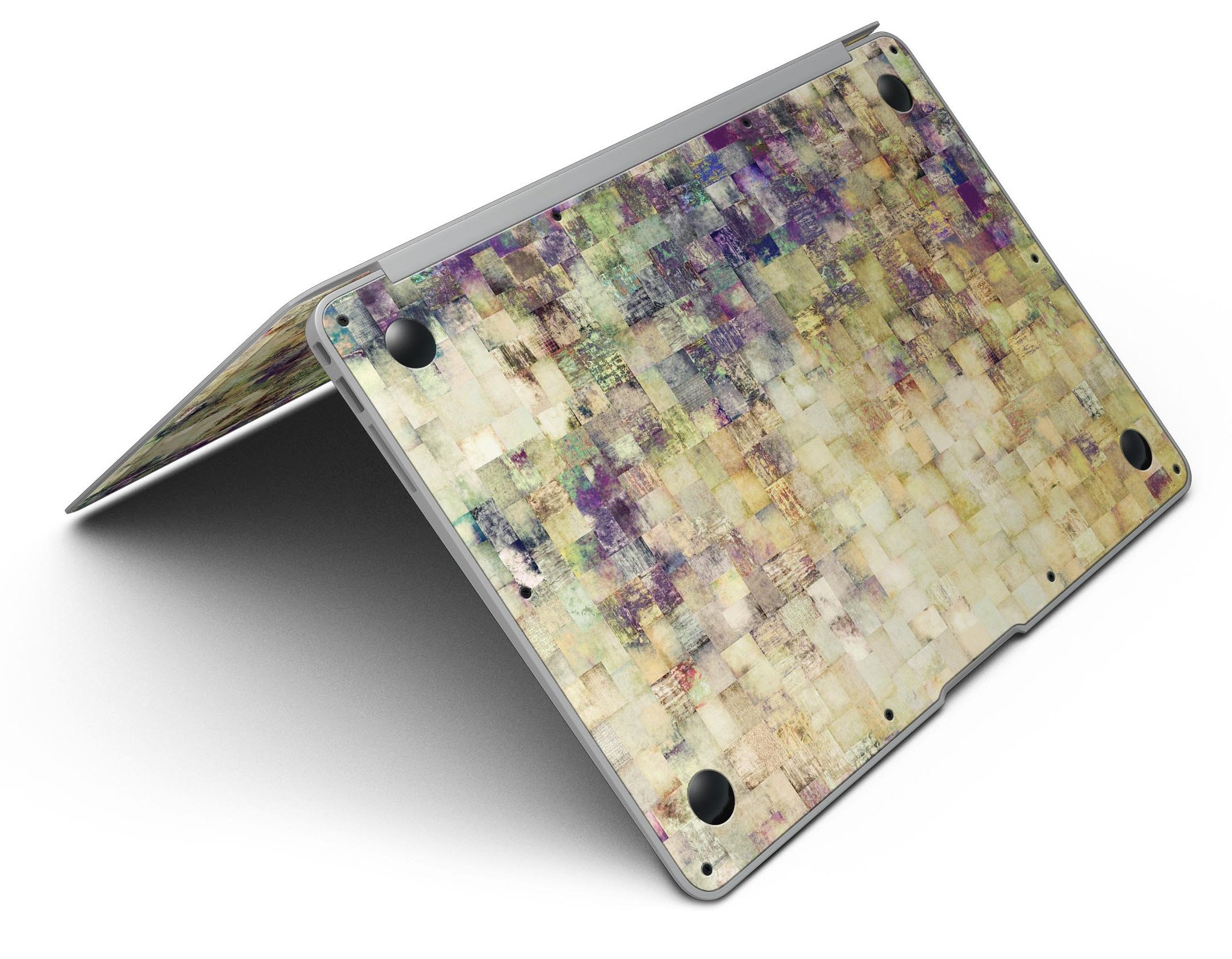 Grungy Abstract Purple Mosaic skin kit for MacBook Air, showcasing vibrant purple mosaic design on a sleek device.