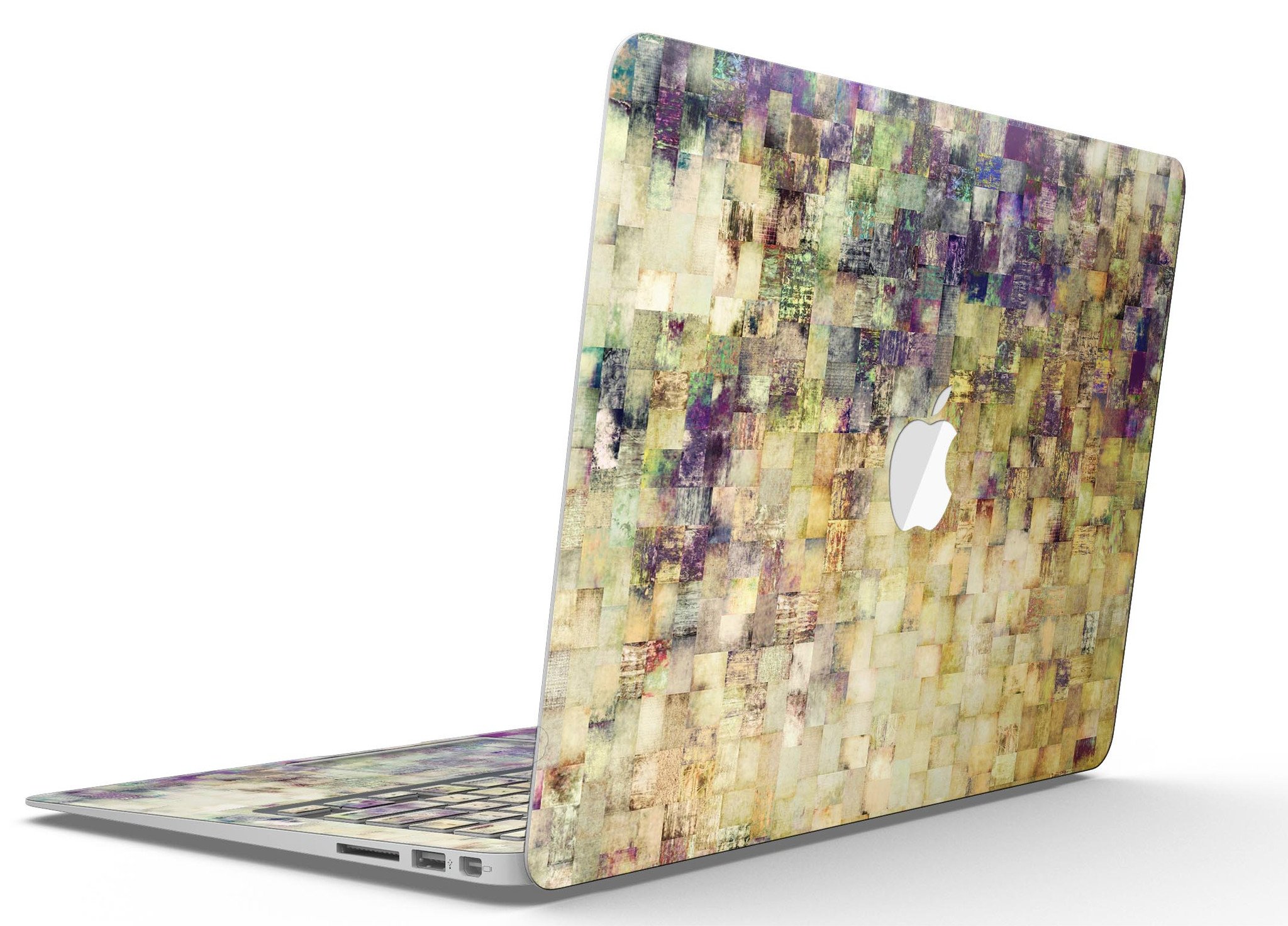 Grungy Abstract Purple Mosaic skin kit for MacBook Air, showcasing vibrant purple mosaic design on a sleek device.