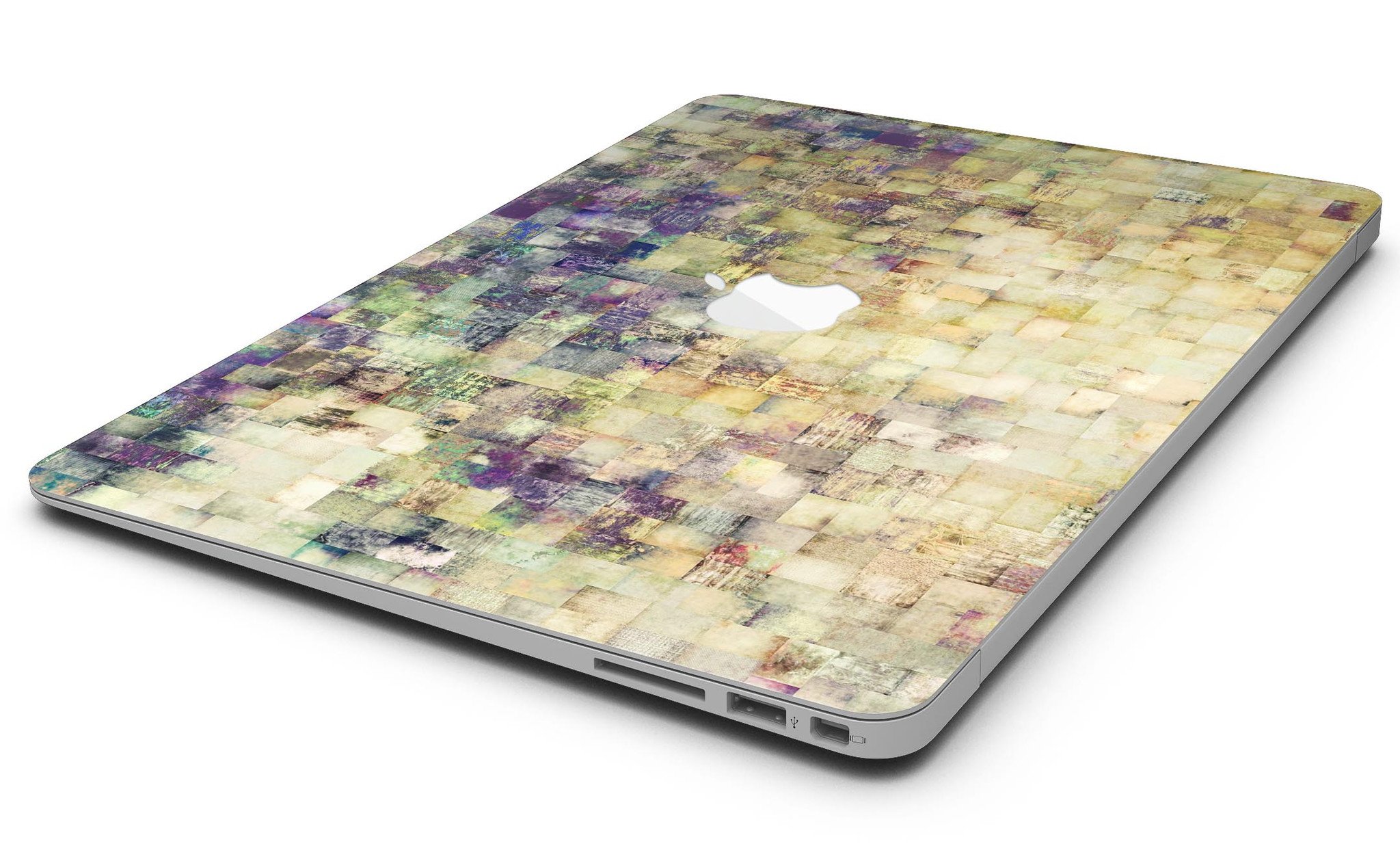 Grungy Abstract Purple Mosaic skin kit for MacBook Air, showcasing vibrant purple mosaic design on a sleek device.