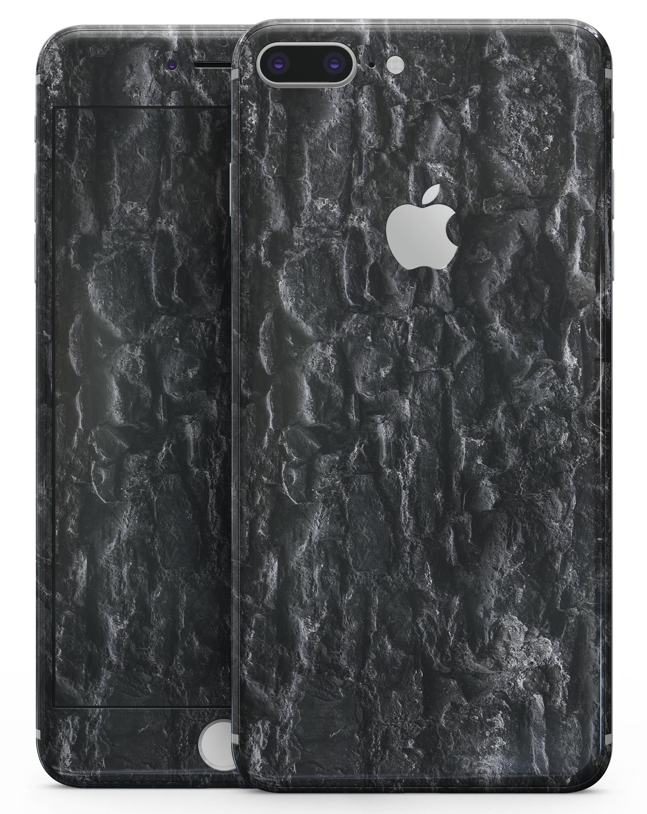 Grungy Black Brick Wall skin for iPhone 8 and 8 Plus, showcasing a stylish design that protects the device.