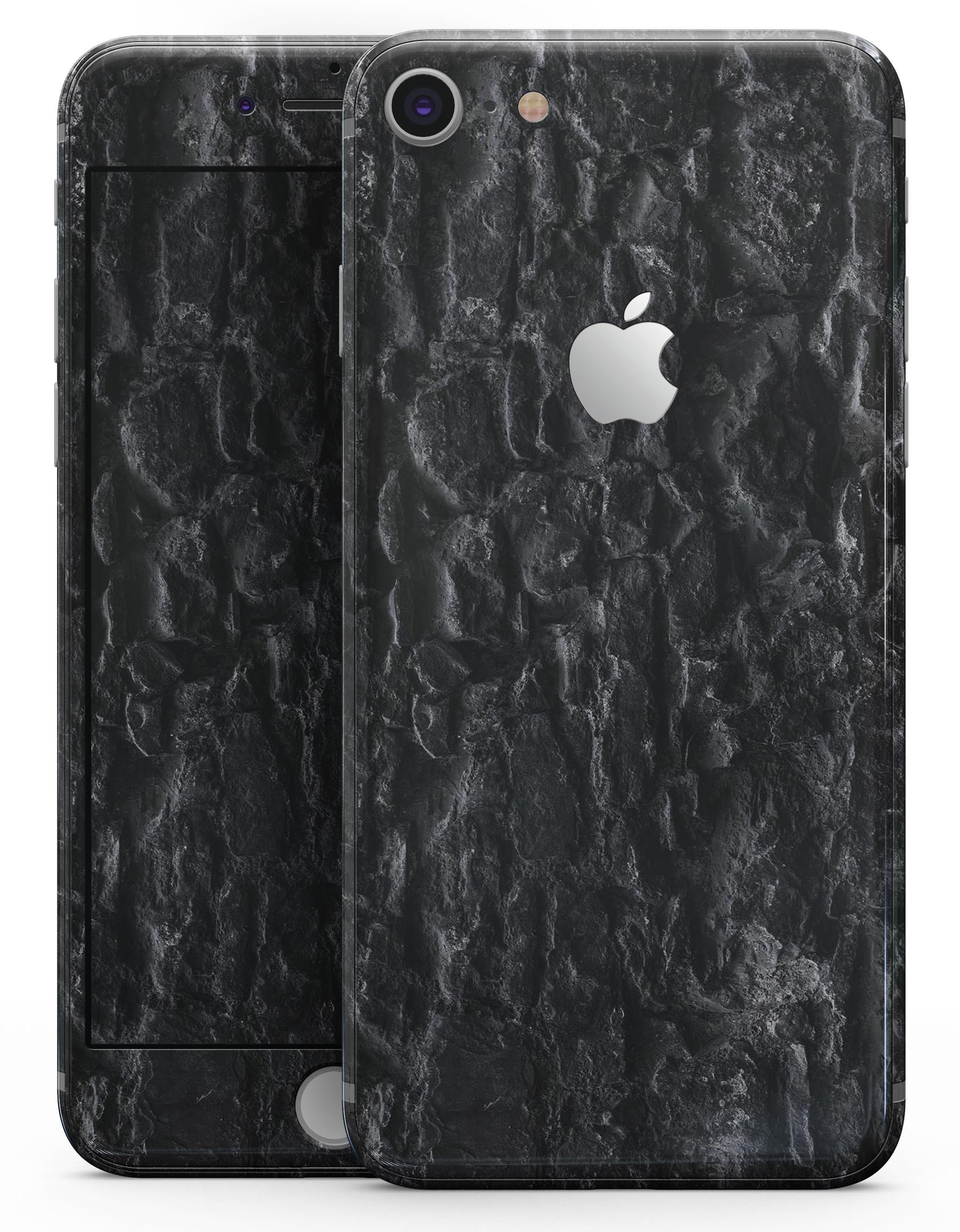 Grungy Black Brick Wall skin for iPhone 8 and 8 Plus, showcasing a stylish design that protects the device.