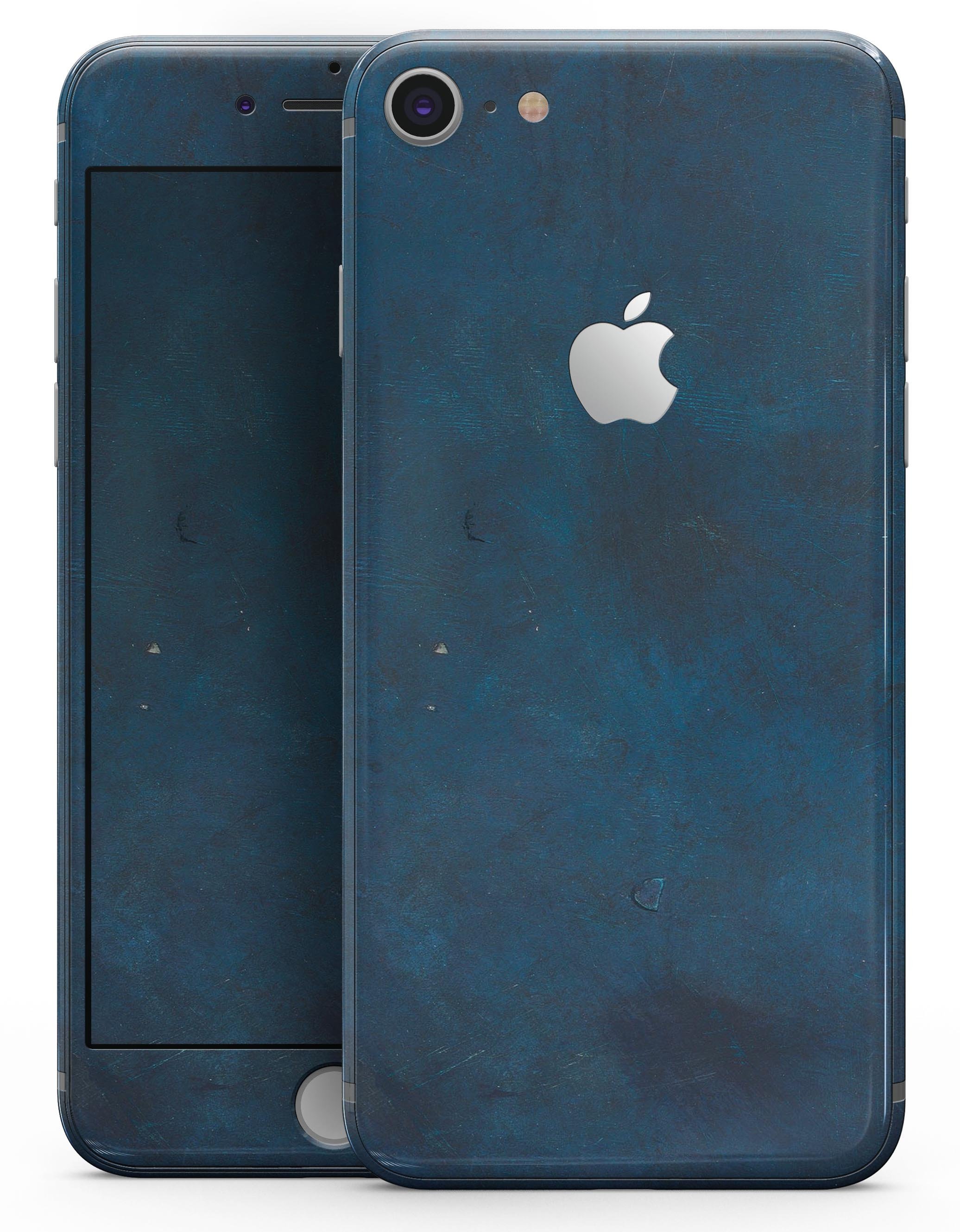 Grungy Blue Scratch Surface skin for iPhone 8 or 8 Plus, showcasing a stylish design with a textured finish.