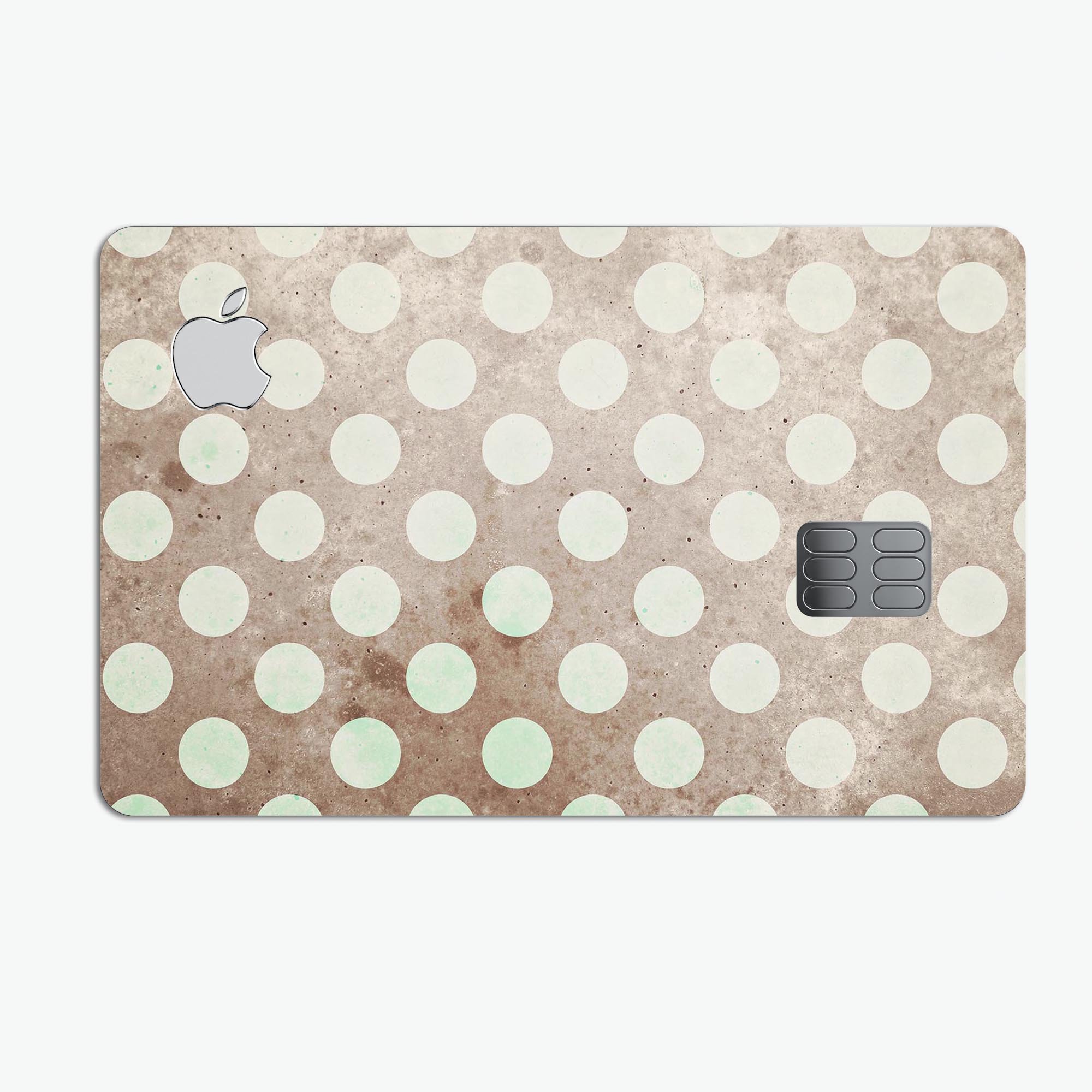 Grungy Brown and White Polka Dots Premium Protective Decal Skin-Kit for Apple Card, showcasing a stylish design with polka dots.