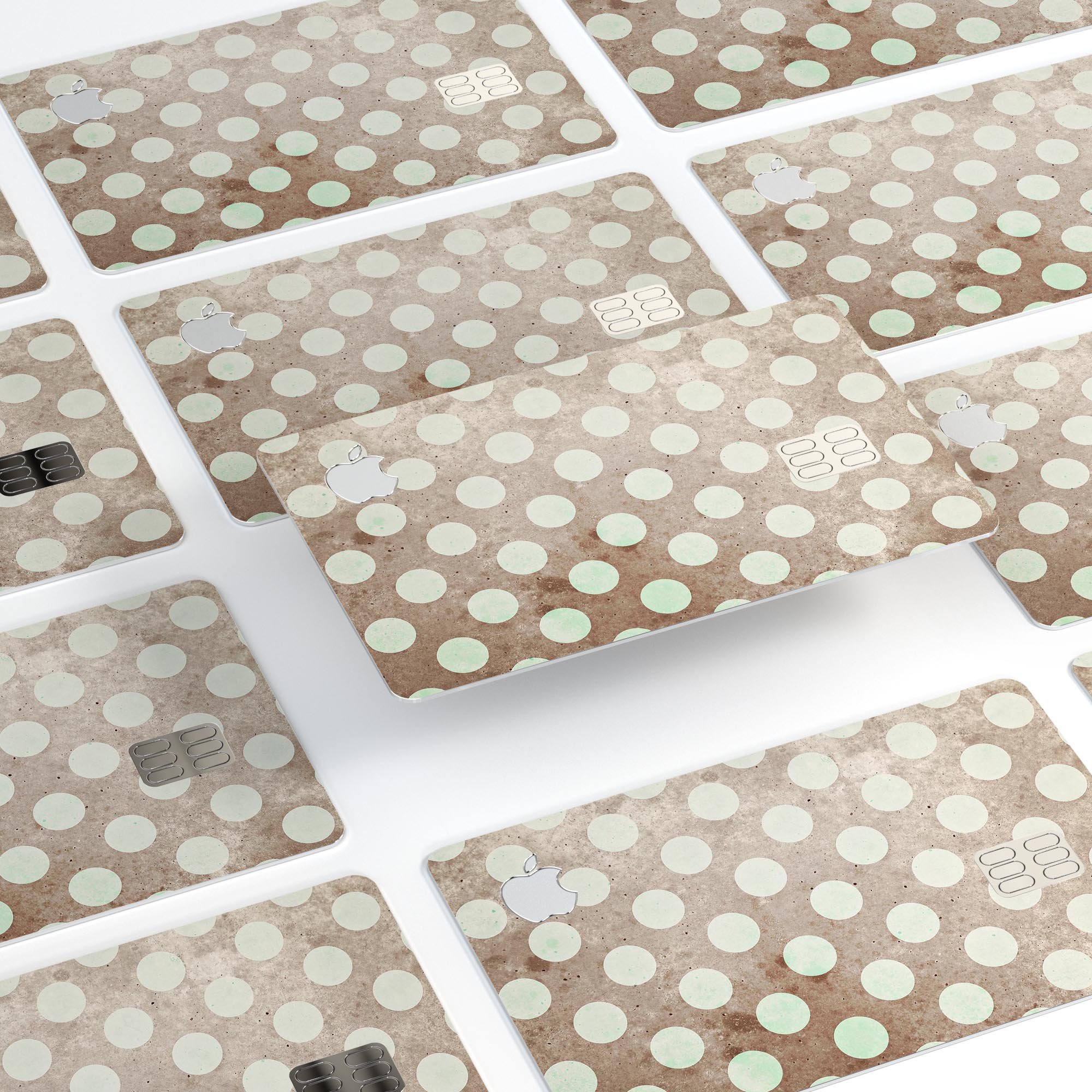 Grungy Brown and White Polka Dots Premium Protective Decal Skin-Kit for Apple Card, showcasing a stylish design with polka dots.