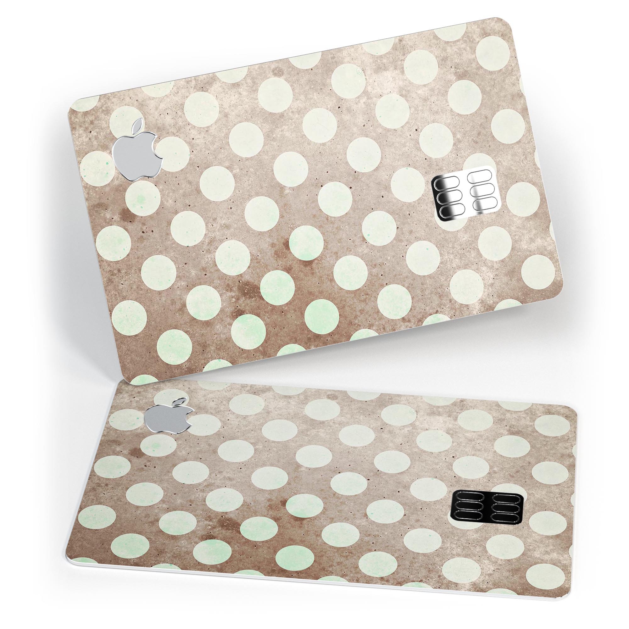 Grungy Brown and White Polka Dots Premium Protective Decal Skin-Kit for Apple Card, showcasing a stylish design with polka dots.