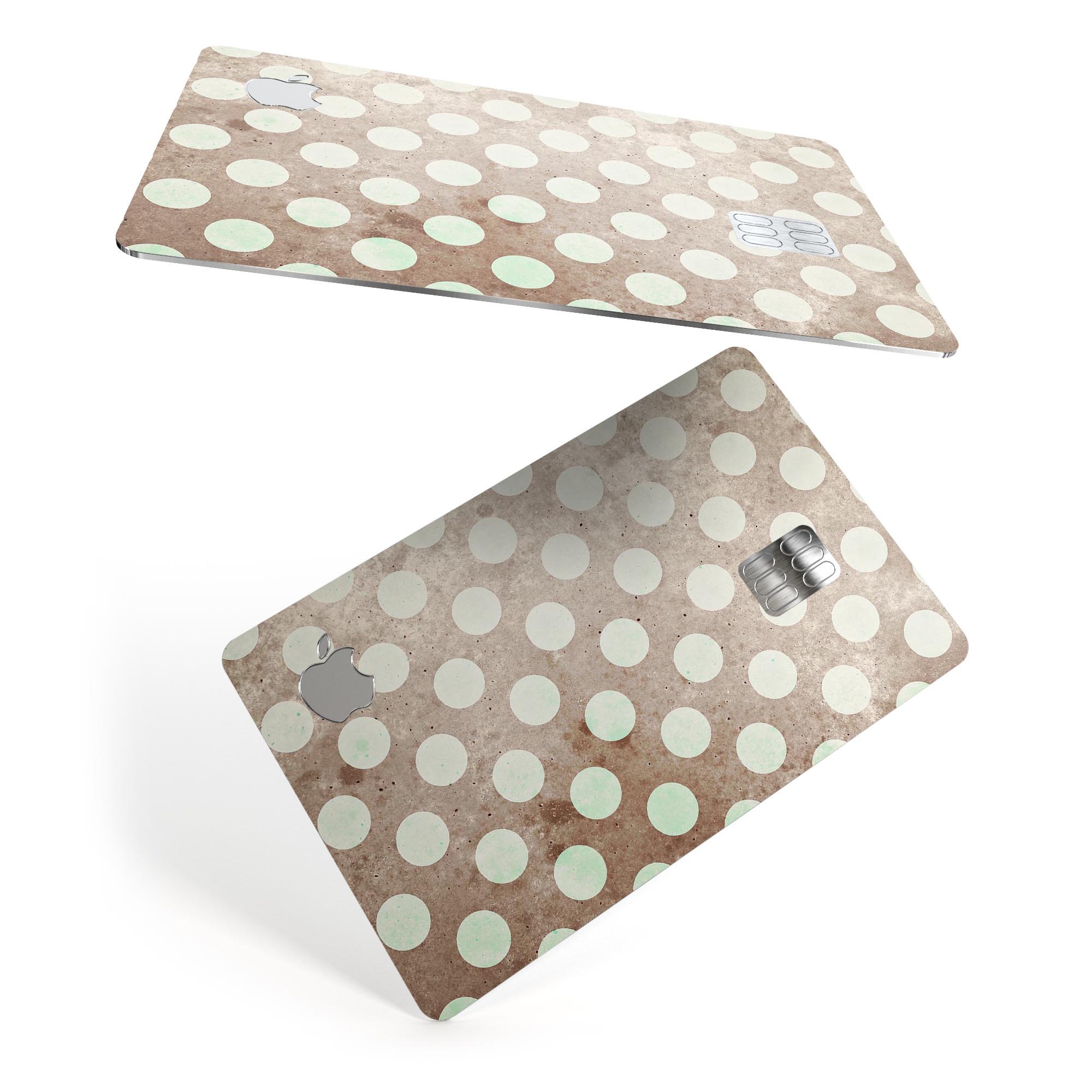 Grungy Brown and White Polka Dots Premium Protective Decal Skin-Kit for Apple Card, showcasing a stylish design with polka dots.