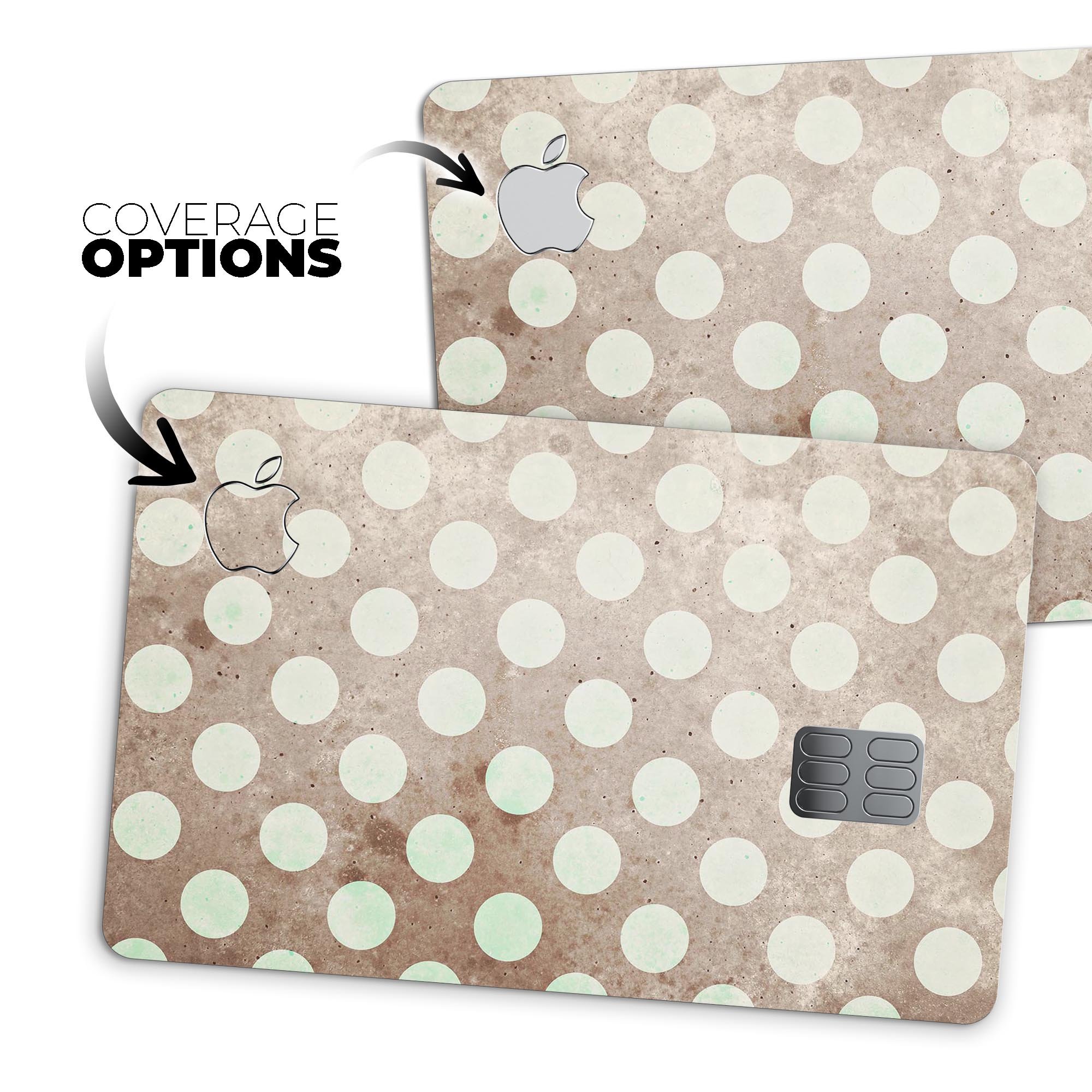 Grungy Brown and White Polka Dots Premium Protective Decal Skin-Kit for Apple Card, showcasing a stylish design with polka dots.