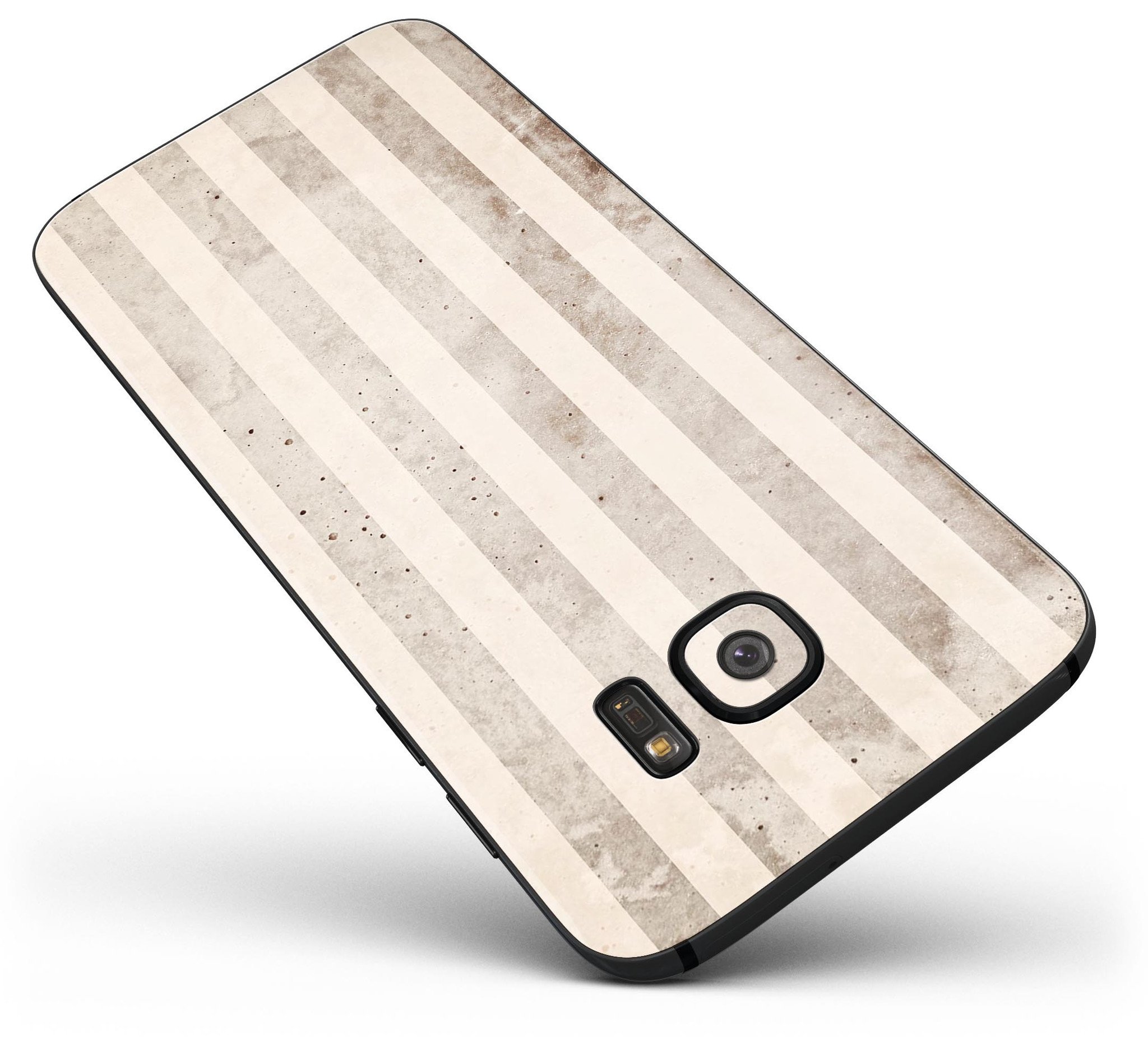 Grungy Brown Vertical Stripes Full Body Skin-Kit for Samsung Galaxy S7/S7 Edge, showcasing stylish design and premium vinyl material.