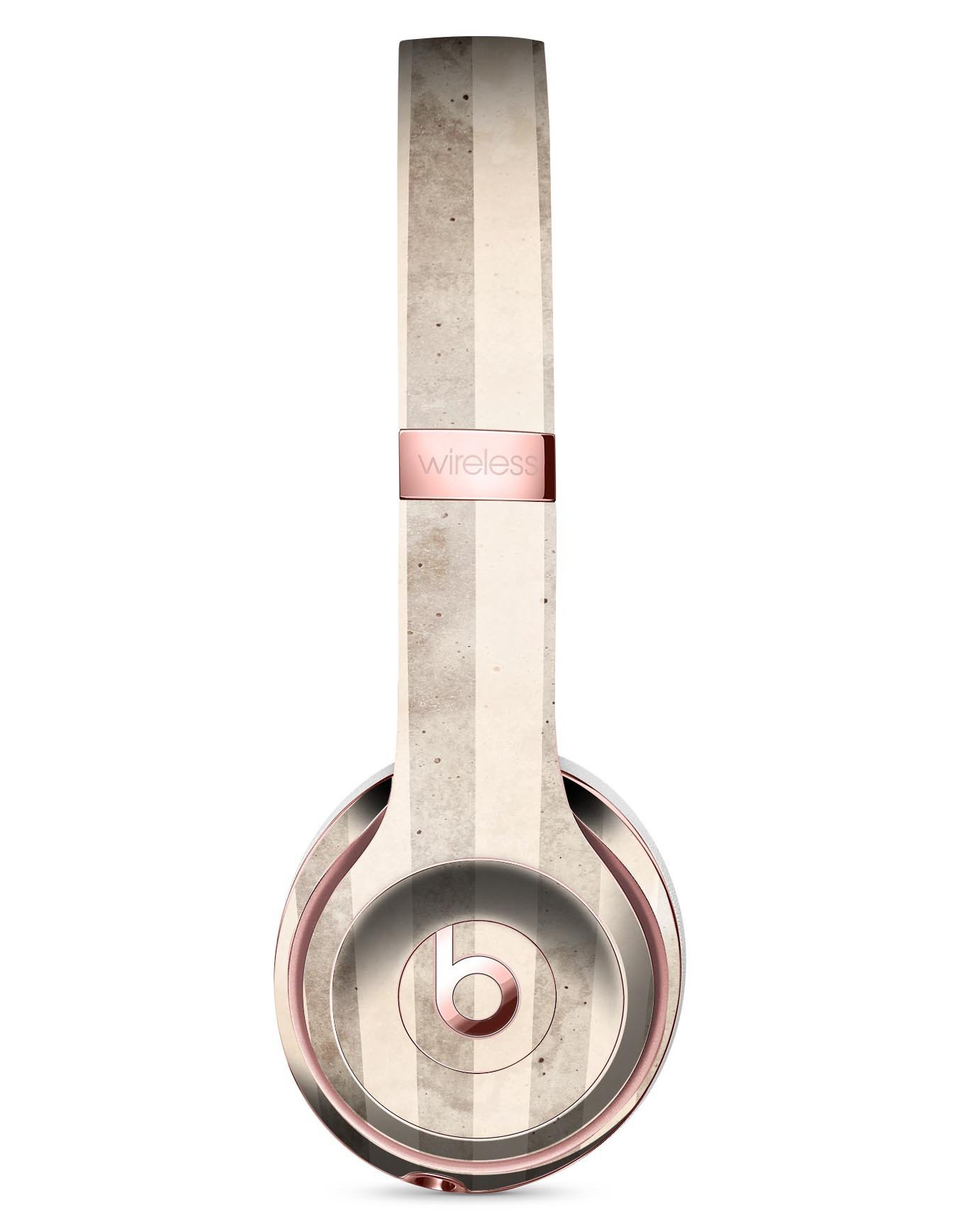 Grungy Brown Vertical Stripes Full-Body Skin Kit for Beats by Dre Solo 3 Wireless Headphones, showcasing a stylish design and premium vinyl material.