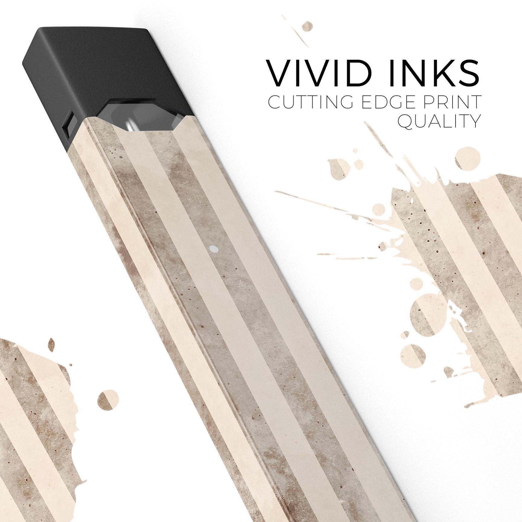 Grungy Brown Vertical Stripes skin-wrap for JUUL vaping device, showcasing a stylish design with a protective layer.