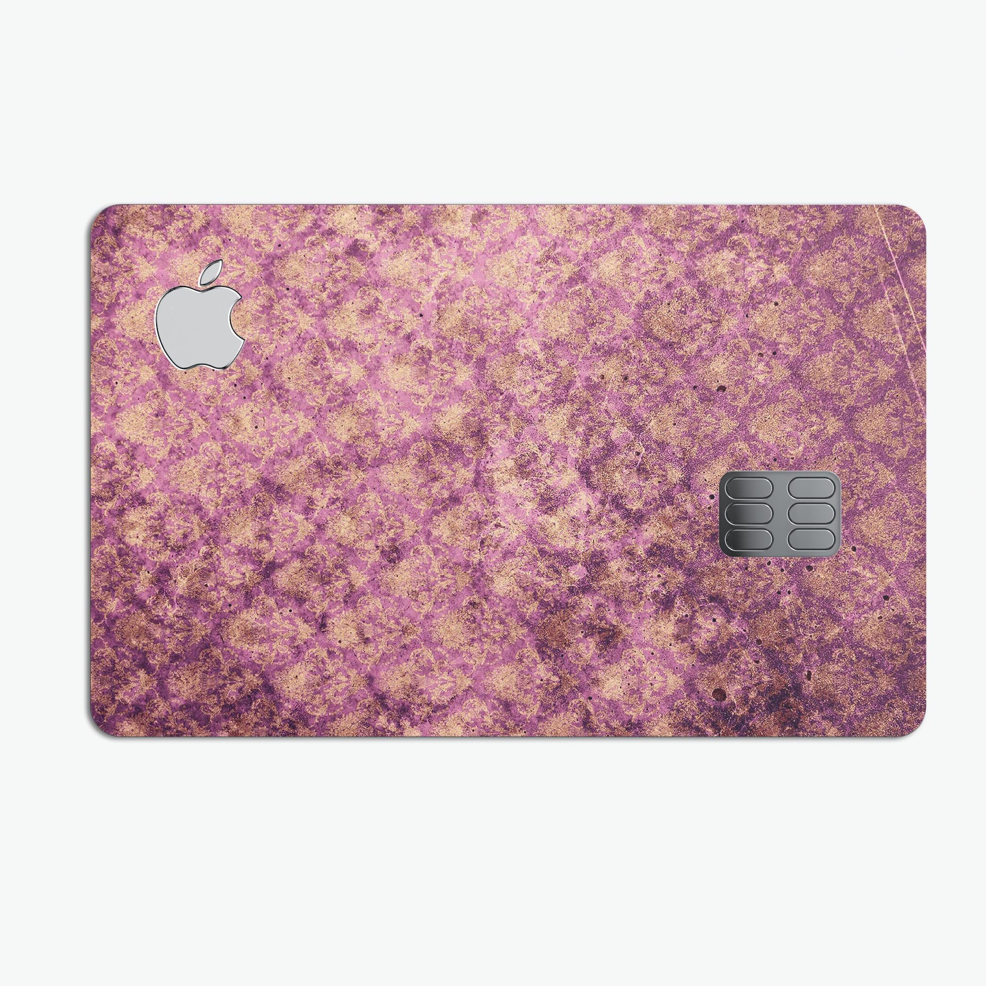 Grungy Burgundy Royal Pattern skin decal for Apple Card, showcasing its vibrant design and premium quality.