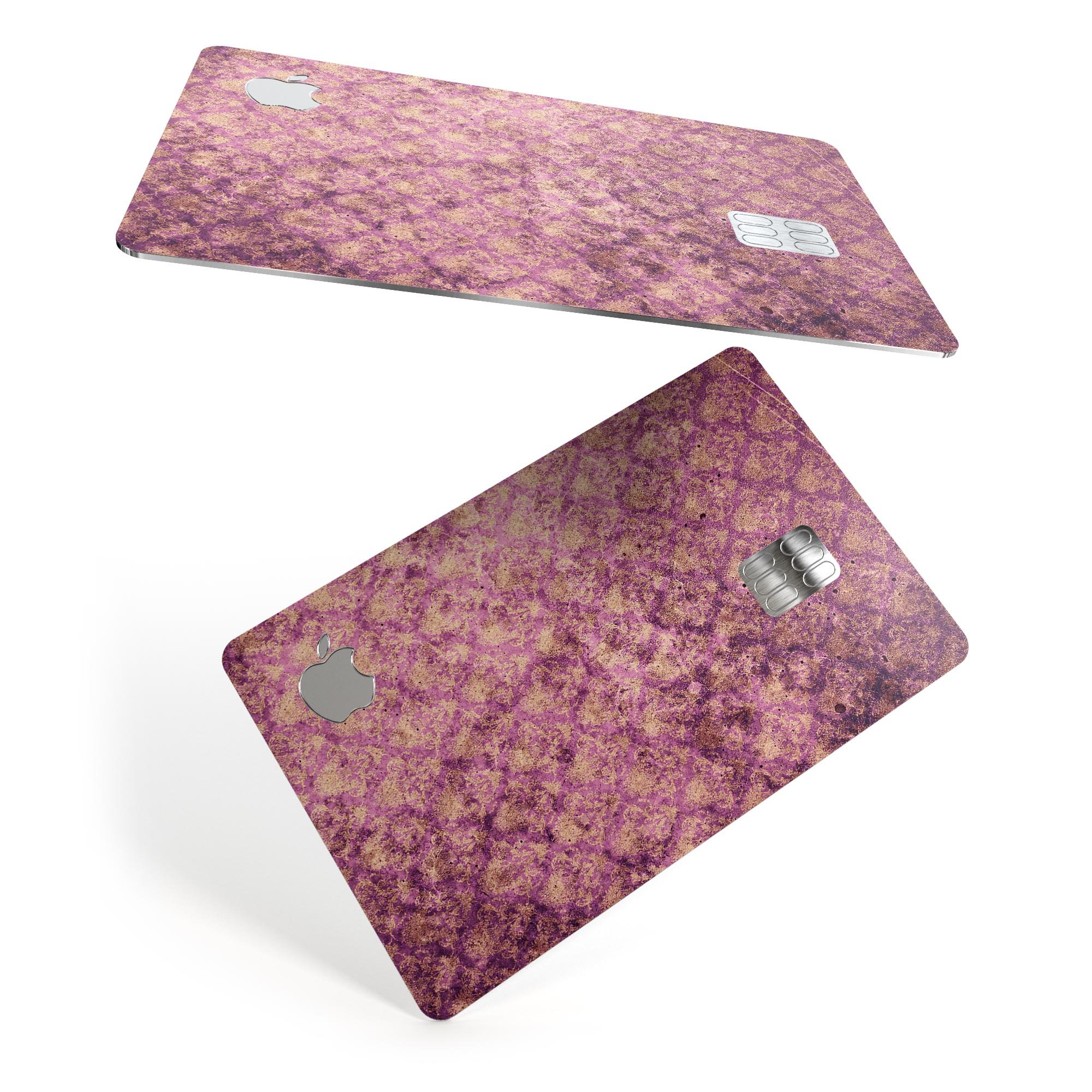 Grungy Burgundy Royal Pattern skin decal for Apple Card, showcasing its vibrant design and premium quality.