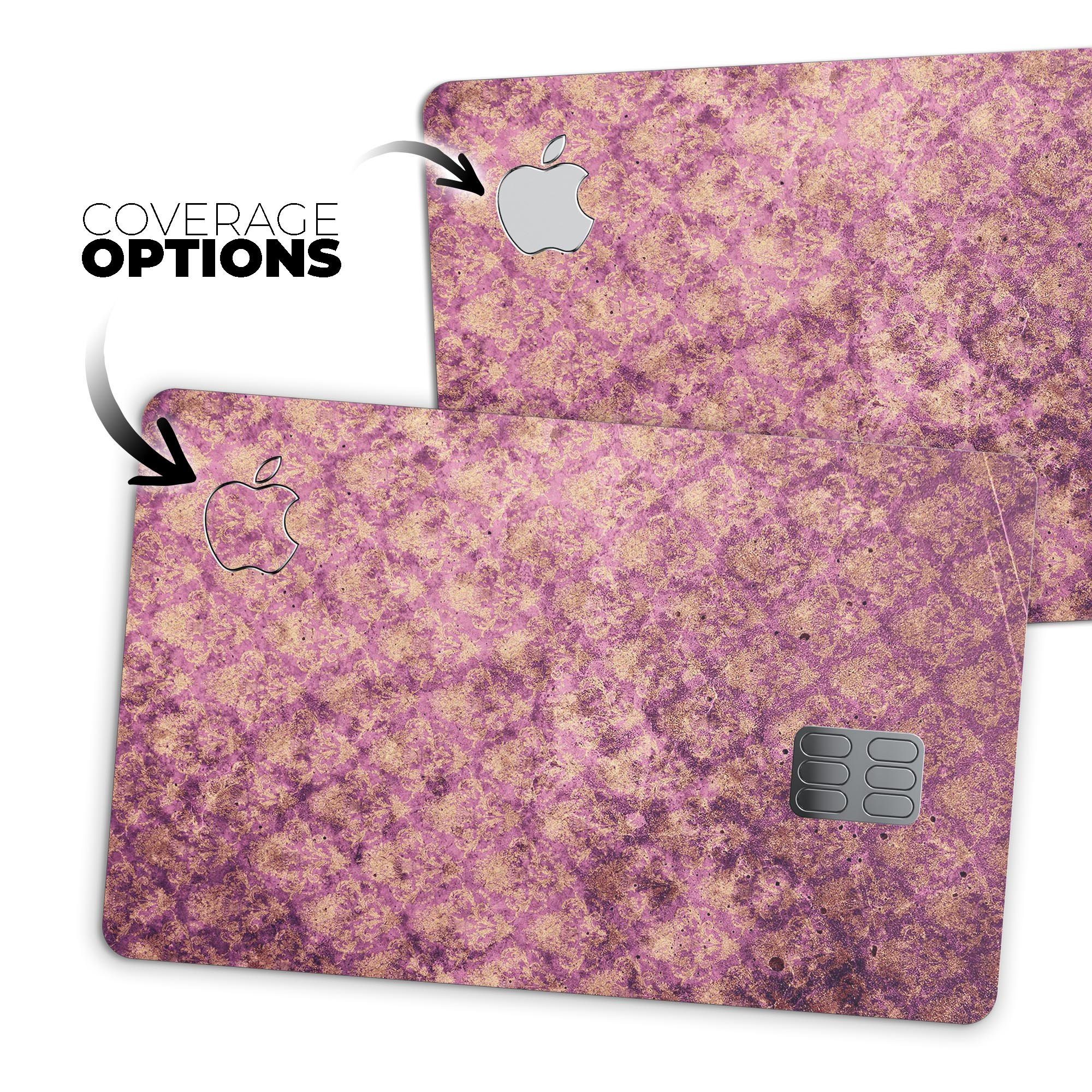 Grungy Burgundy Royal Pattern skin decal for Apple Card, showcasing its vibrant design and premium quality.