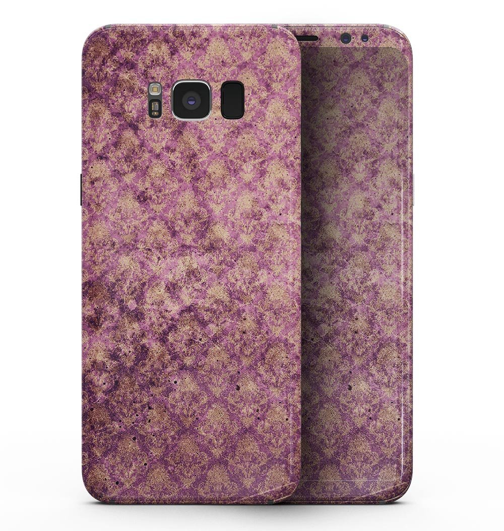 Grungy Burgundy Royal Pattern skin for Samsung Galaxy S8, showcasing a stylish design with a rich burgundy color and intricate royal pattern.