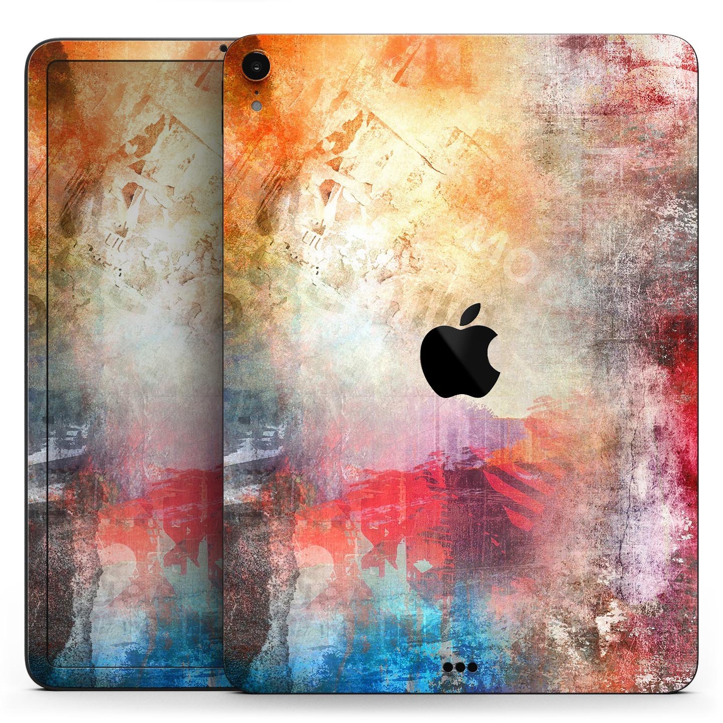 Grungy Colorful Faded Paint skin decal for Apple iPad, showcasing vibrant colors and unique design.