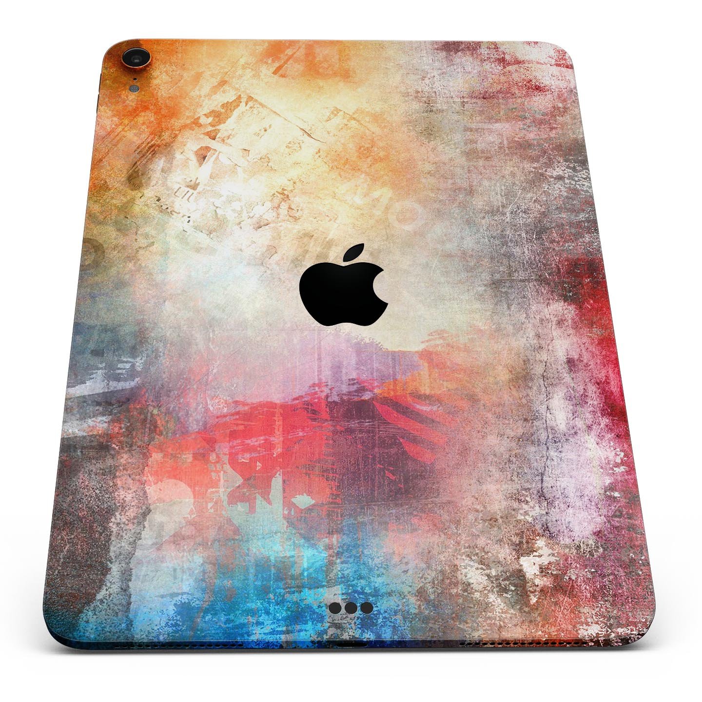 Grungy Colorful Faded Paint skin decal for Apple iPad, showcasing vibrant colors and unique design.