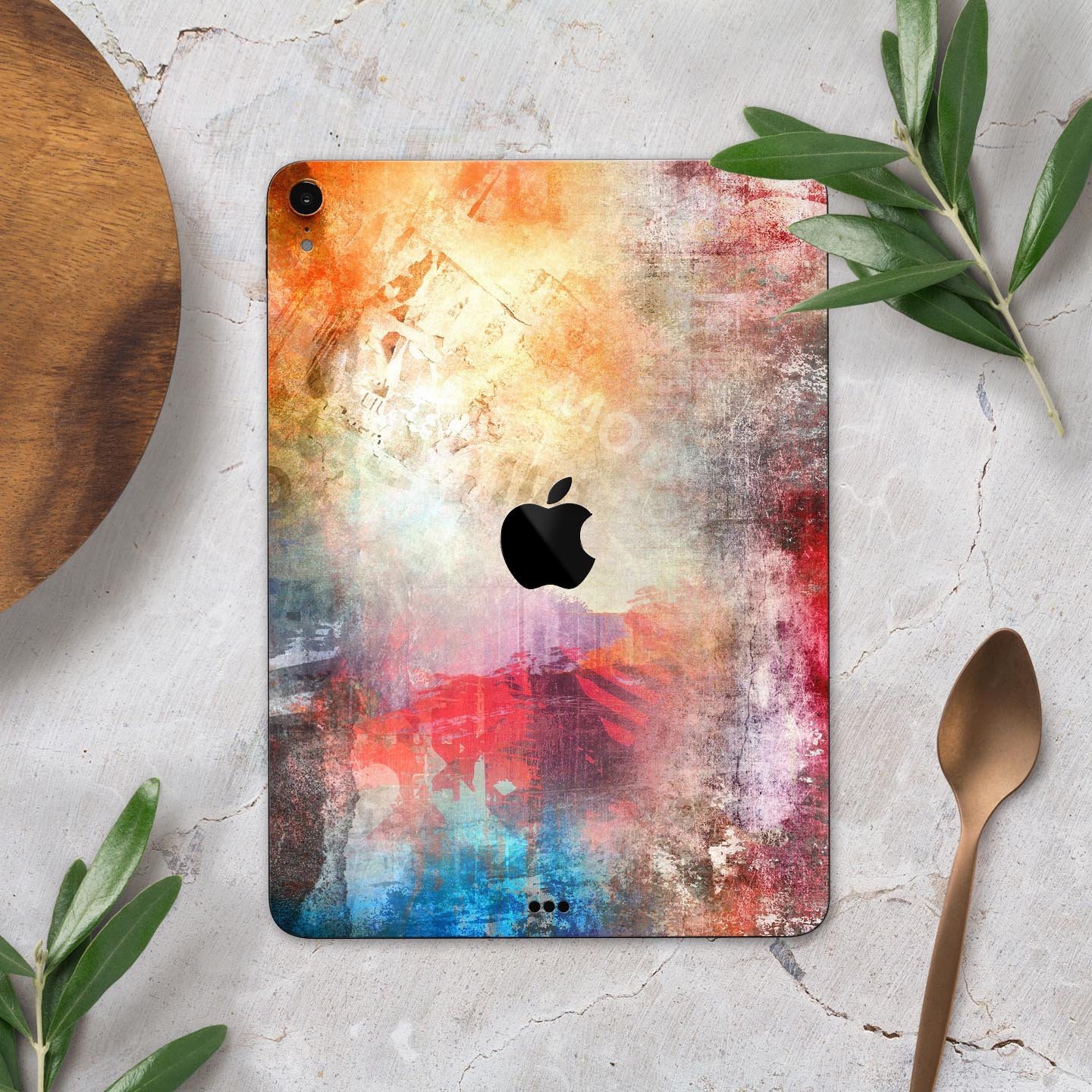 Grungy Colorful Faded Paint skin decal for Apple iPad, showcasing vibrant colors and unique design.