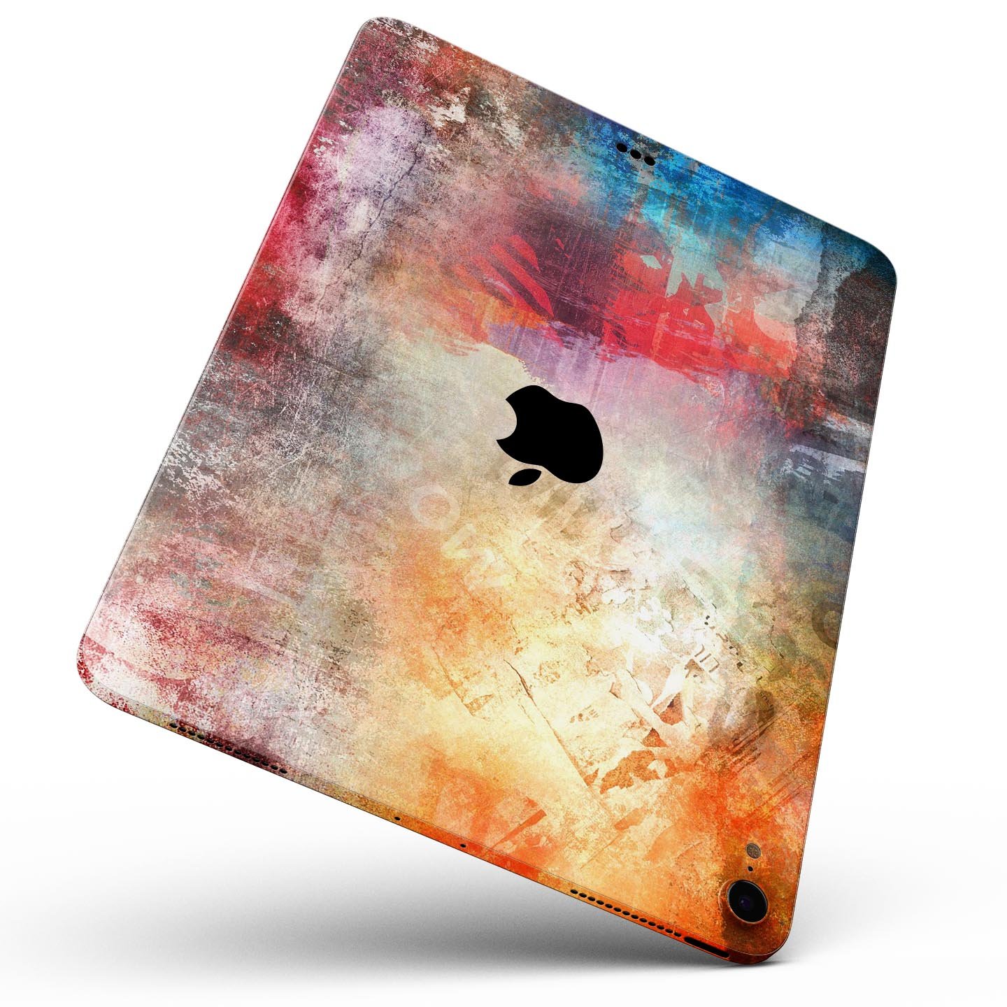 Grungy Colorful Faded Paint skin decal for Apple iPad, showcasing vibrant colors and unique design.