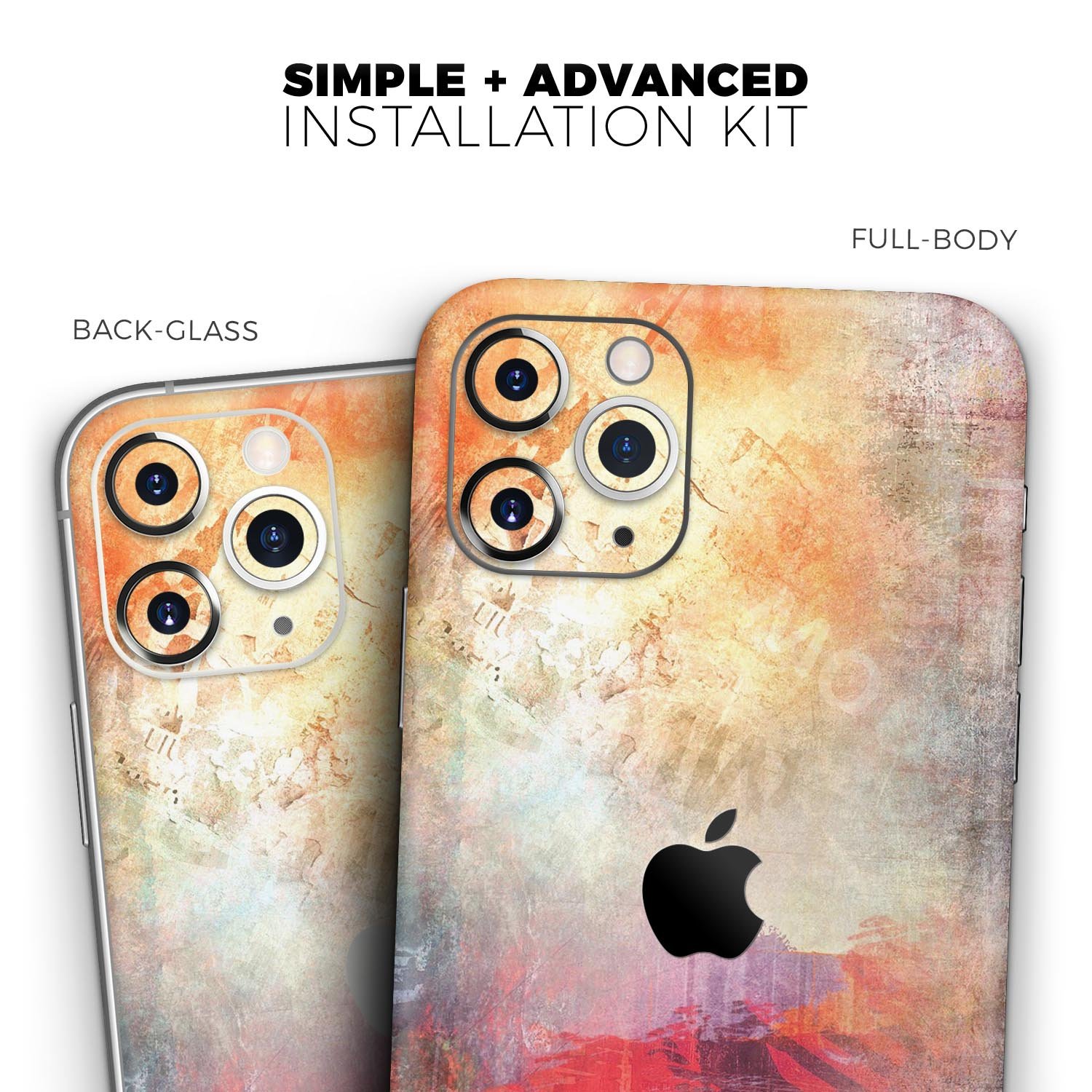 Grungy Colorful Faded Paint Skin-Kit for Apple iPhone, showcasing vibrant colors and unique design.