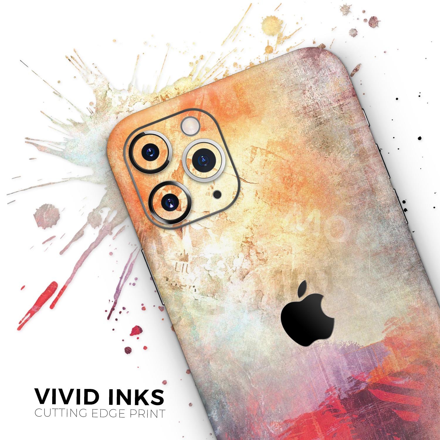 Grungy Colorful Faded Paint Skin-Kit for Apple iPhone, showcasing vibrant colors and unique design.