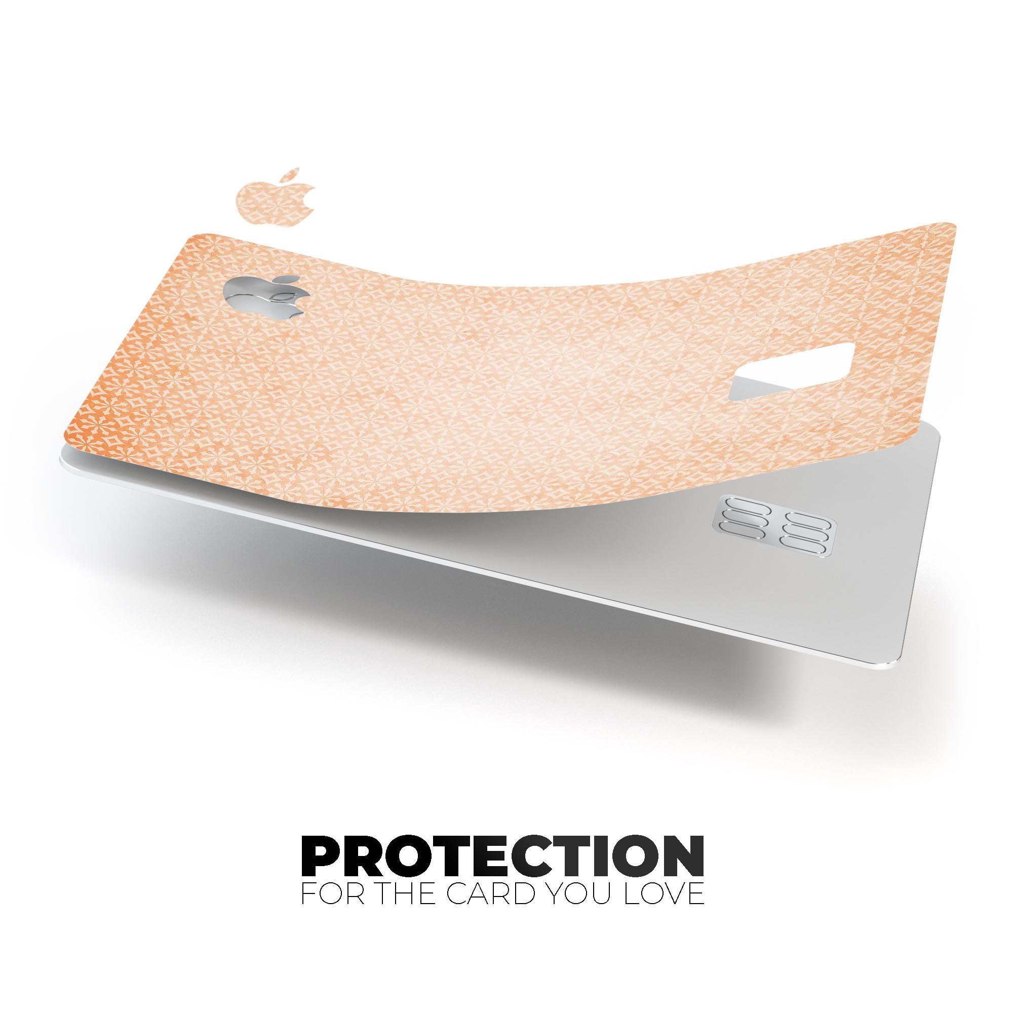 Grungy Coral Micro Snowflake Pattern decal on an Apple Card, showcasing its vibrant design and protective features.