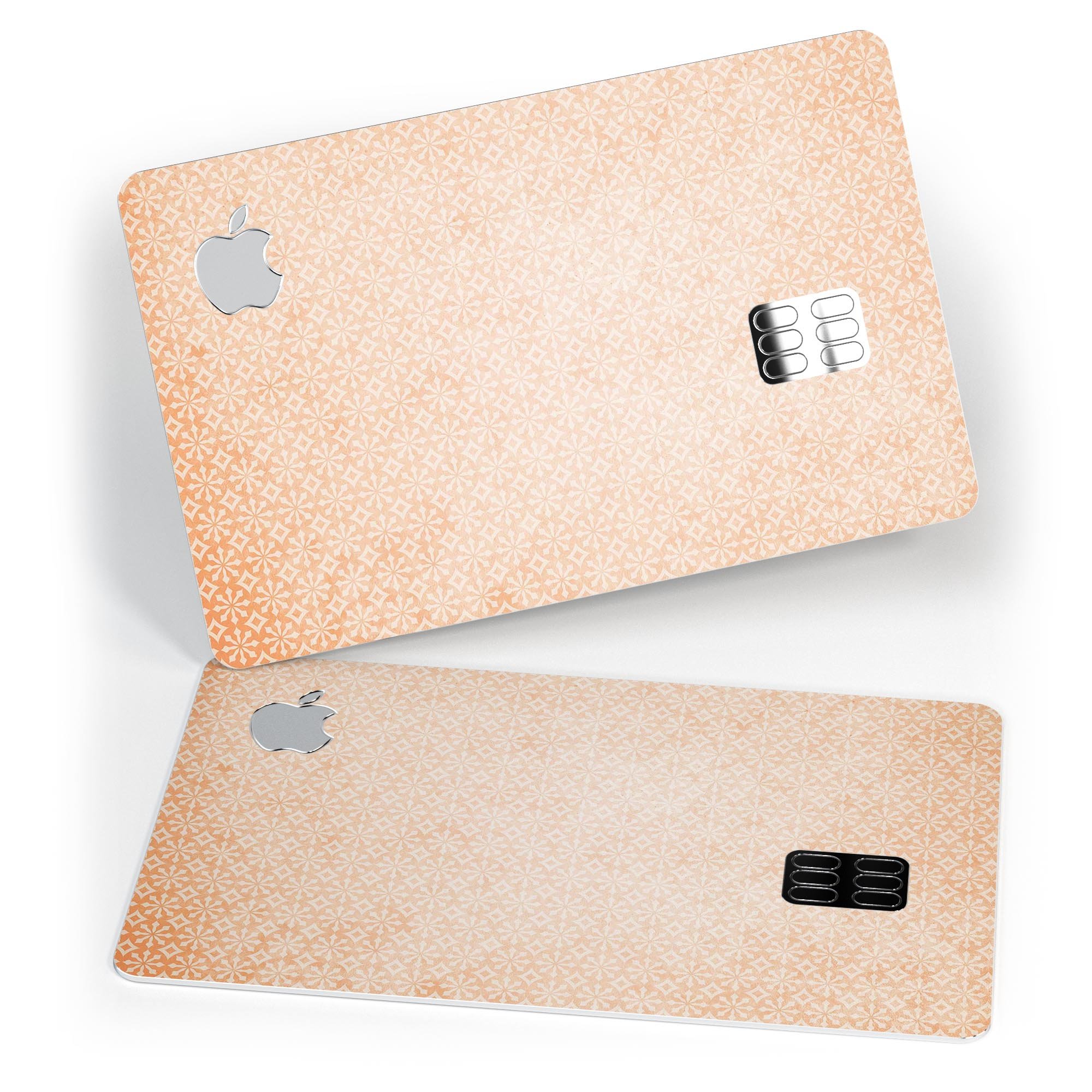 Grungy Coral Micro Snowflake Pattern decal on an Apple Card, showcasing its vibrant design and protective features.