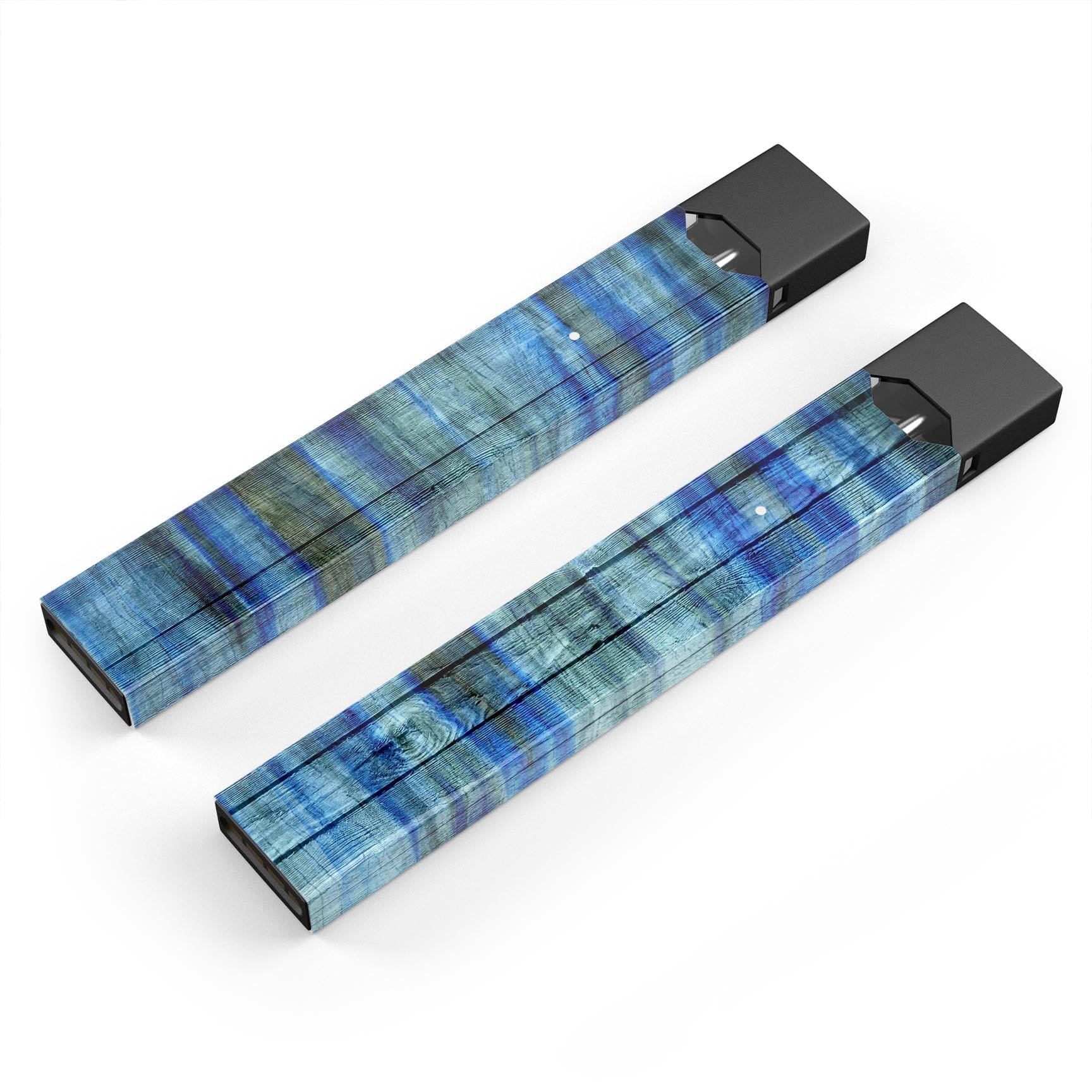 Grungy Dark Blue Washed Wood skin-wrap for JUUL vaping device, showcasing its stylish design and protective features.