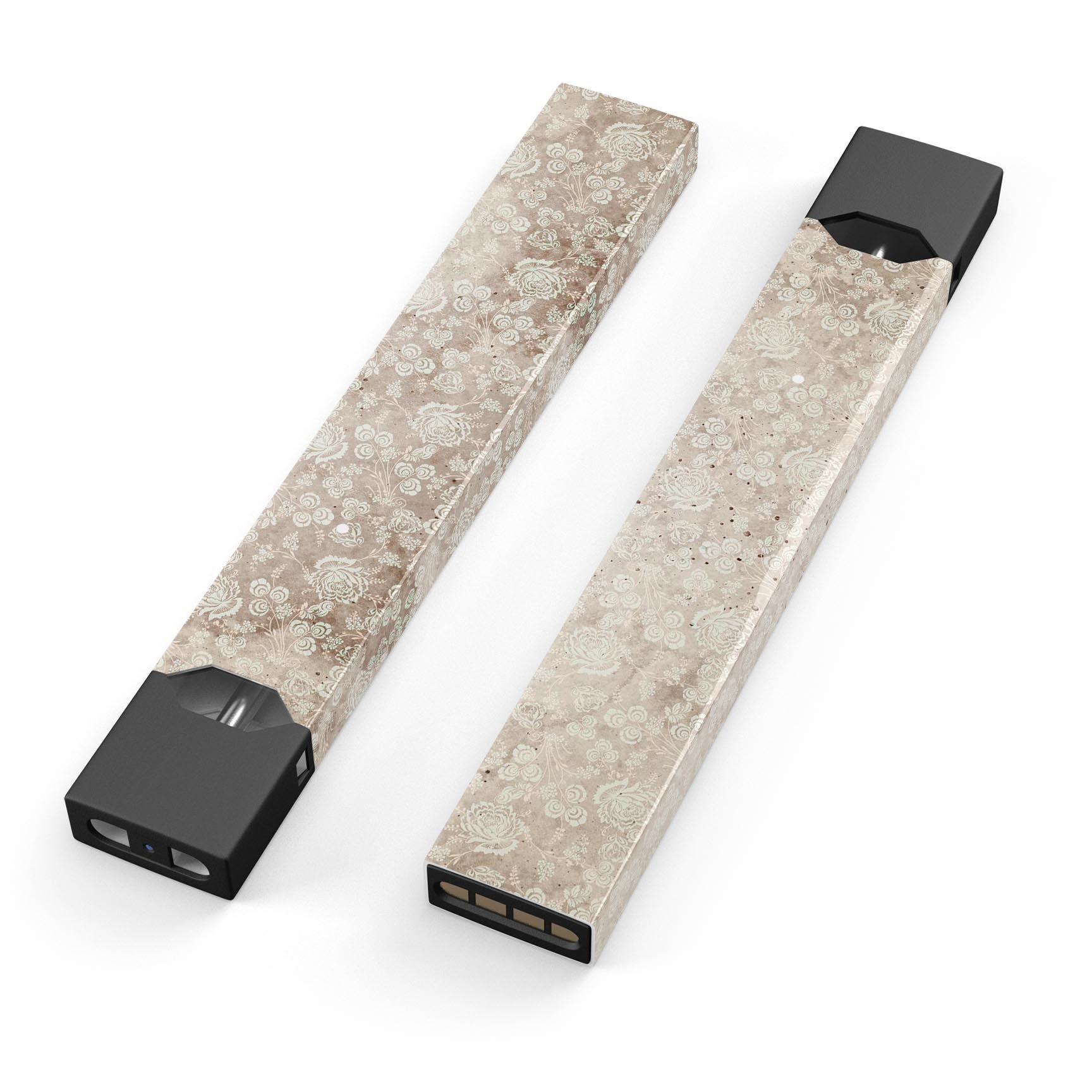 Grungy Faded Floral Pattern skin-wrap for JUUL vaping device, showcasing vibrant floral design and protective features.