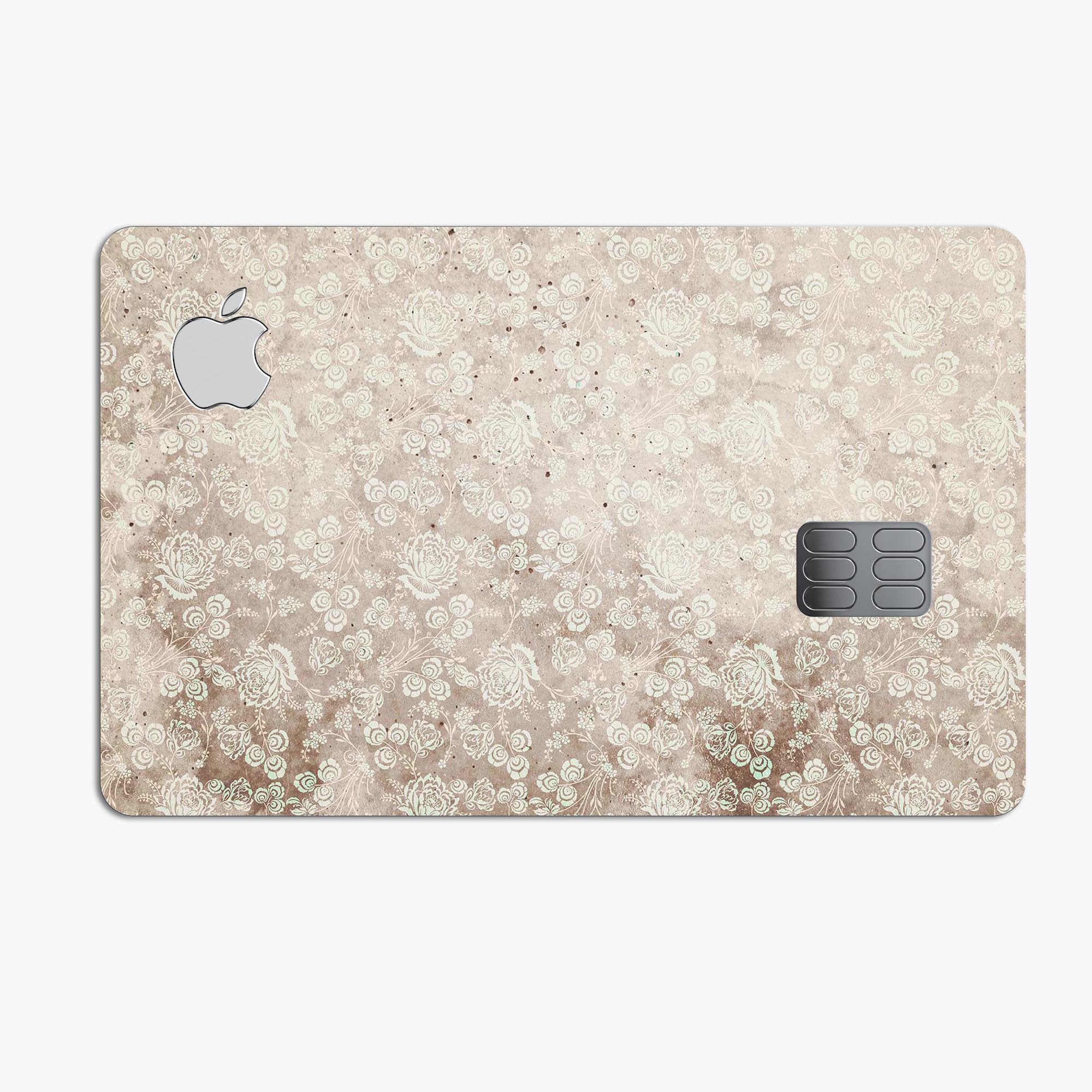 Grungy Faded Floral Pattern skin for Apple Card, showcasing a stylish design with vibrant colors and a protective vinyl finish.