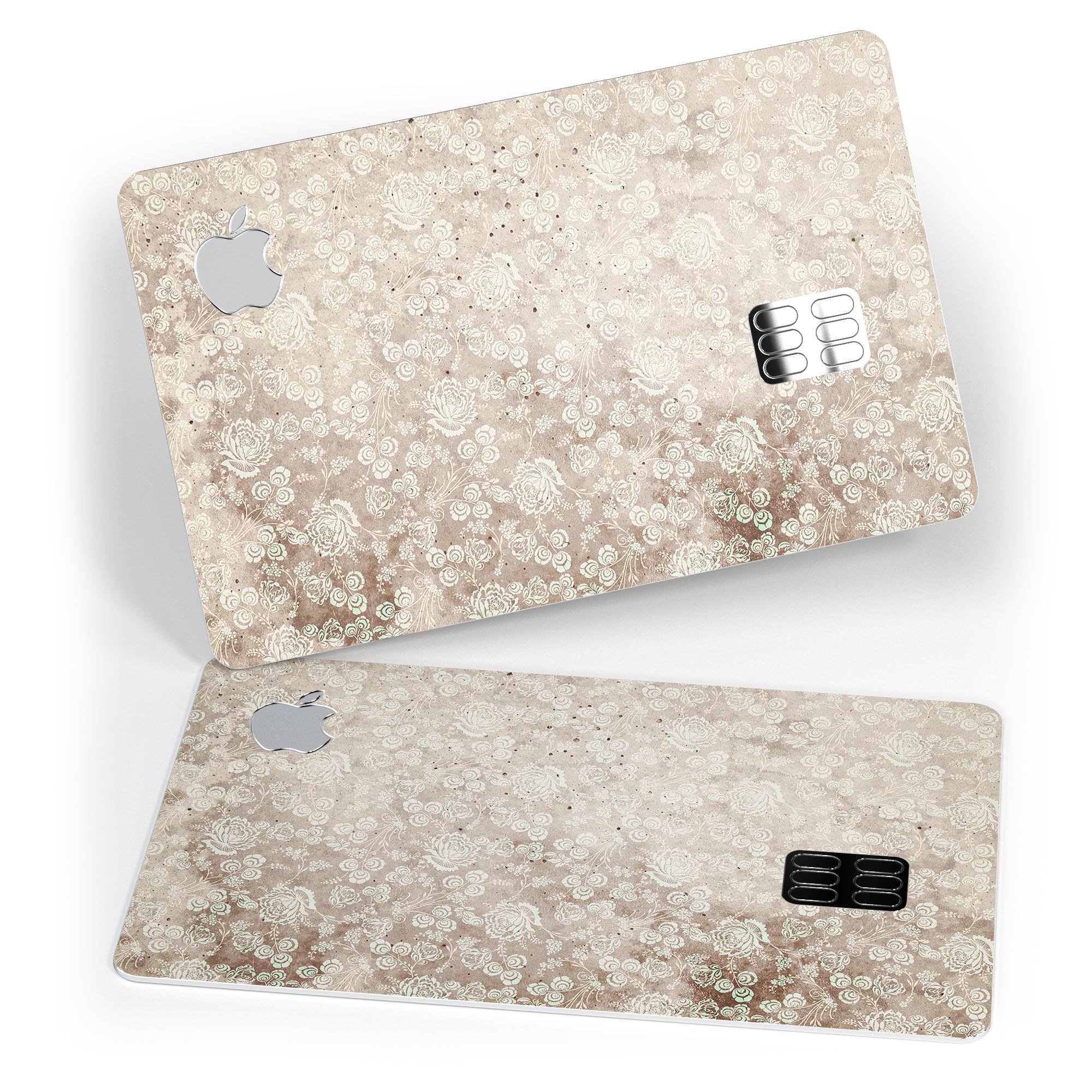 Grungy Faded Floral Pattern skin for Apple Card, showcasing a stylish design with vibrant colors and a protective vinyl finish.